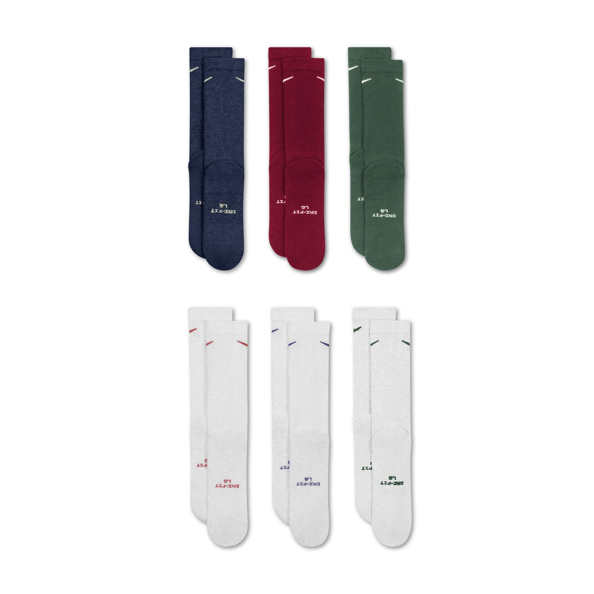Nike Elevated Crew Sock 6 Pack Large