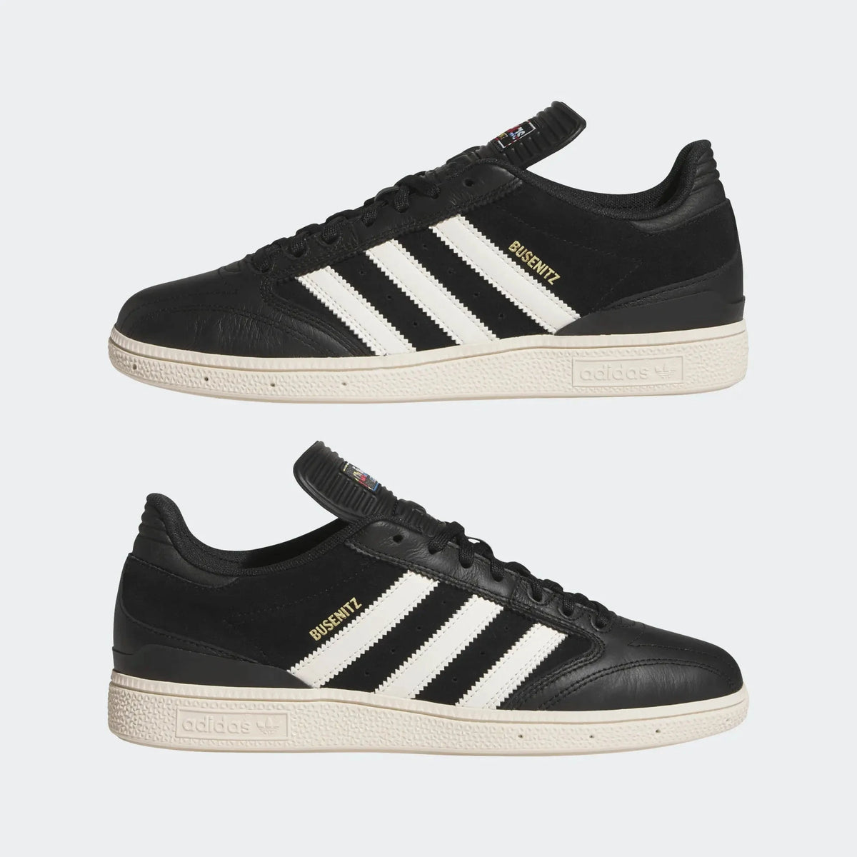 Adidas Busenitz Leather Black Core Black/Cloud White/Gold Metallic footwear Adidas 