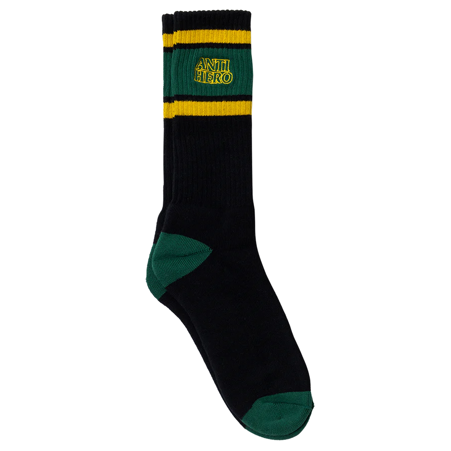 Anti Hero Blackhero Outline Sock Black/Dark Green/Yellow socks Anti Hero 