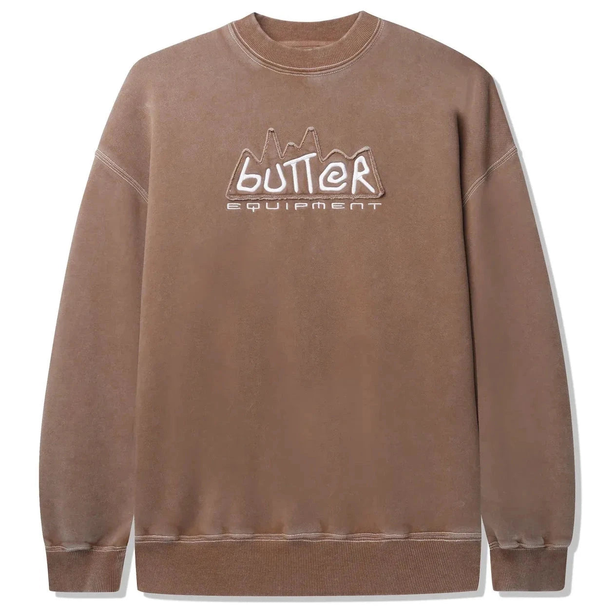 Butter Goods Equipment Applique Crewneck Washed Brown crewnecks Butter Goods 
