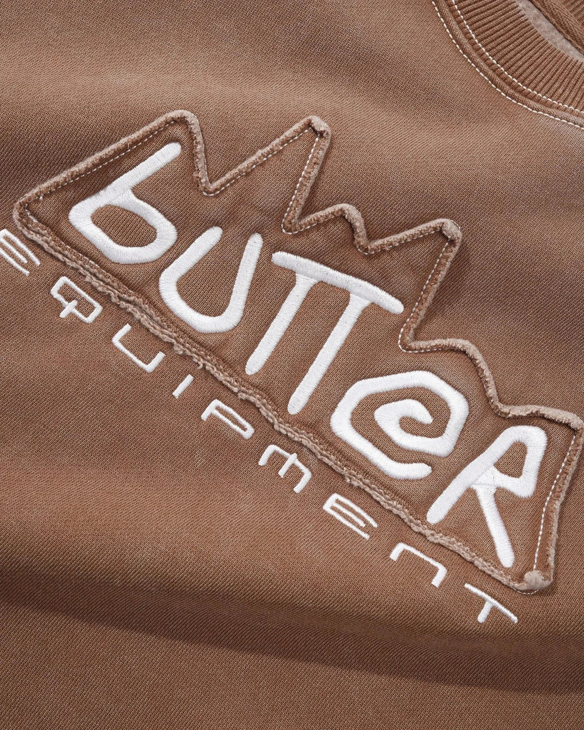 Butter Goods Equipment Applique Crewneck Washed Brown crewnecks Butter Goods 