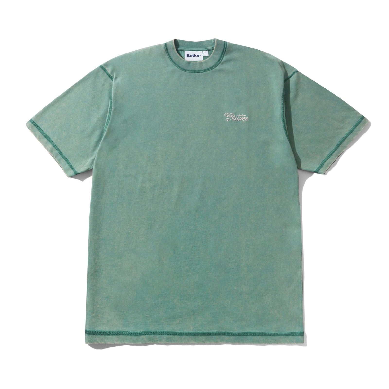 Butter Goods Jive Overlock Stitch Tee Distressed Jade Tees Butter Goods 