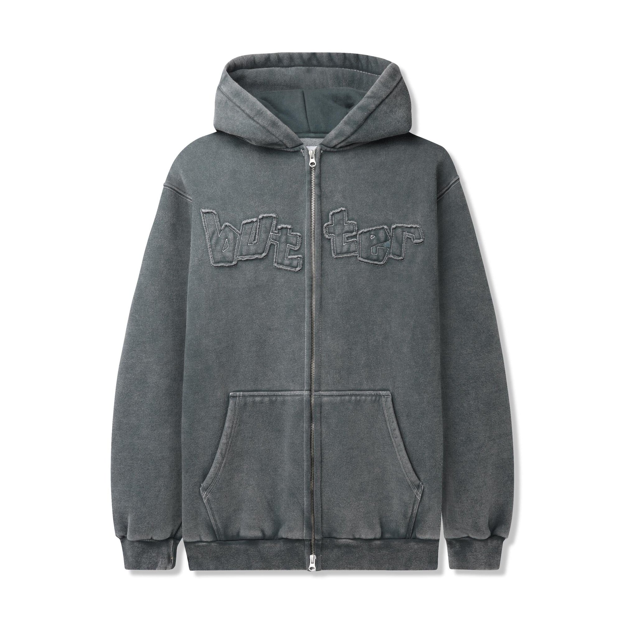 Butter Goods Mineral Wash Zip-Thru Hoodie Charcoal hoodies Butter Goods 