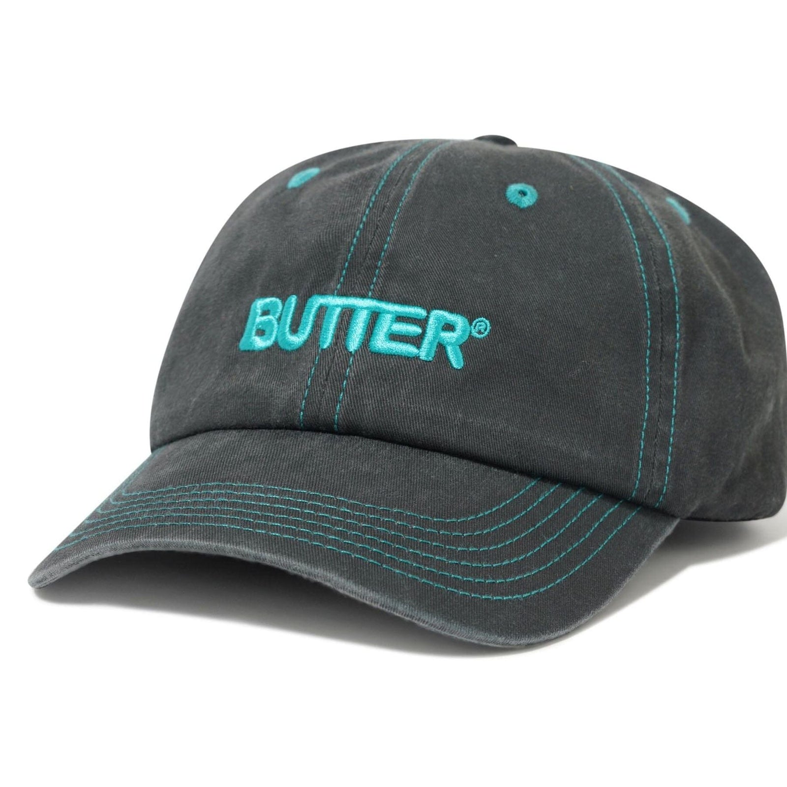 Butter Goods Rounded Logo 6 Panel Cap Black Hats Butter Goods 