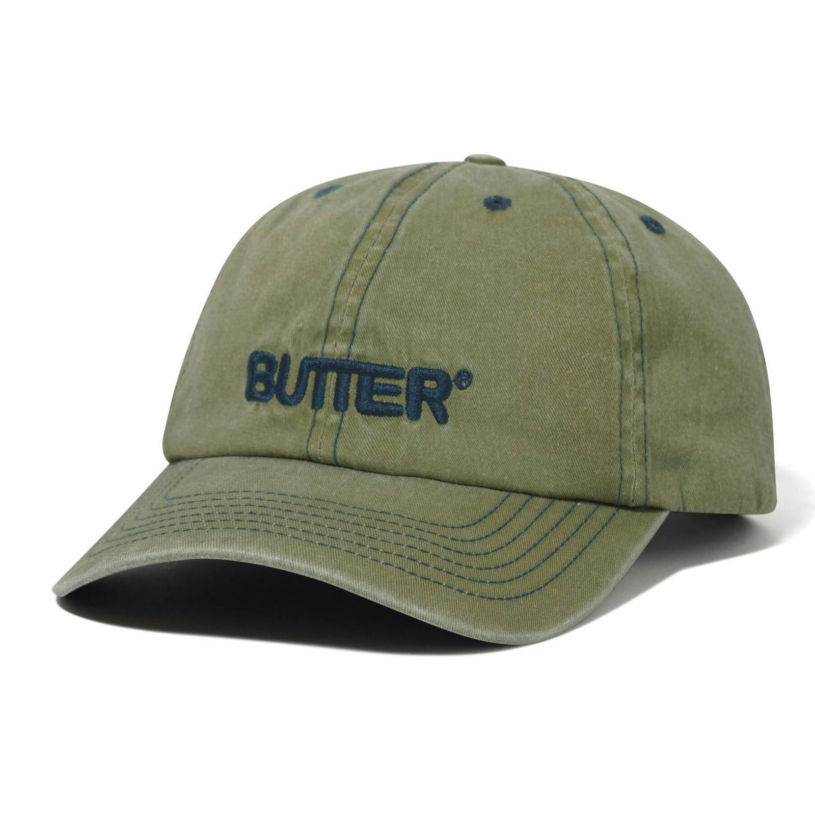 Butter Goods Rounded Logo 6 Panel Cap Washed Pear Hats Butter Goods 