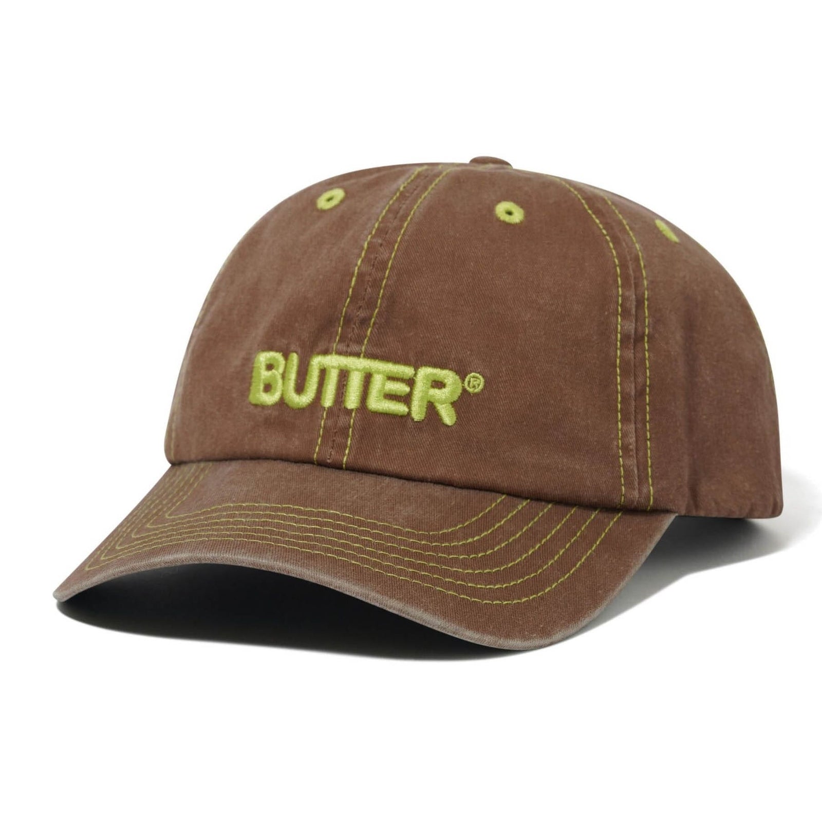 Butter Goods Rounded Logo 6 Panel Cap Washed Pecan Hats Butter Goods 