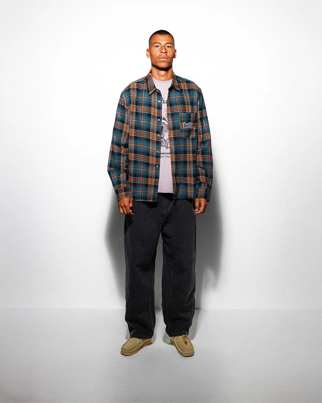 Butter Goods Swirl Plaid Shirt Blue/Orange - Coureur Goods Butter Goods Swirl Plaid Shirt Blue/Orange - Coureur Goods