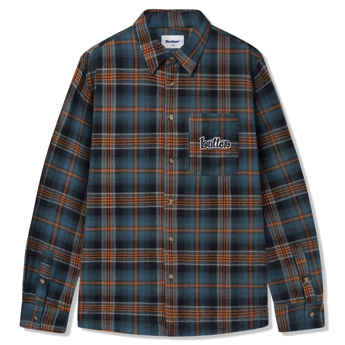 Butter Goods Swirl Plaid Shirt Blue/Orange shirts Butter Goods 