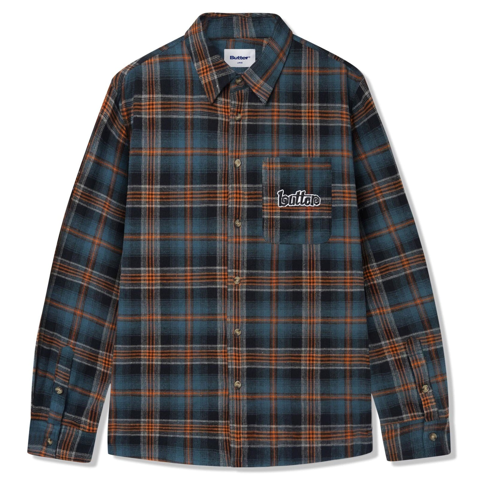 Butter Goods Swirl Plaid Shirt Blue/Orange shirts Butter Goods 