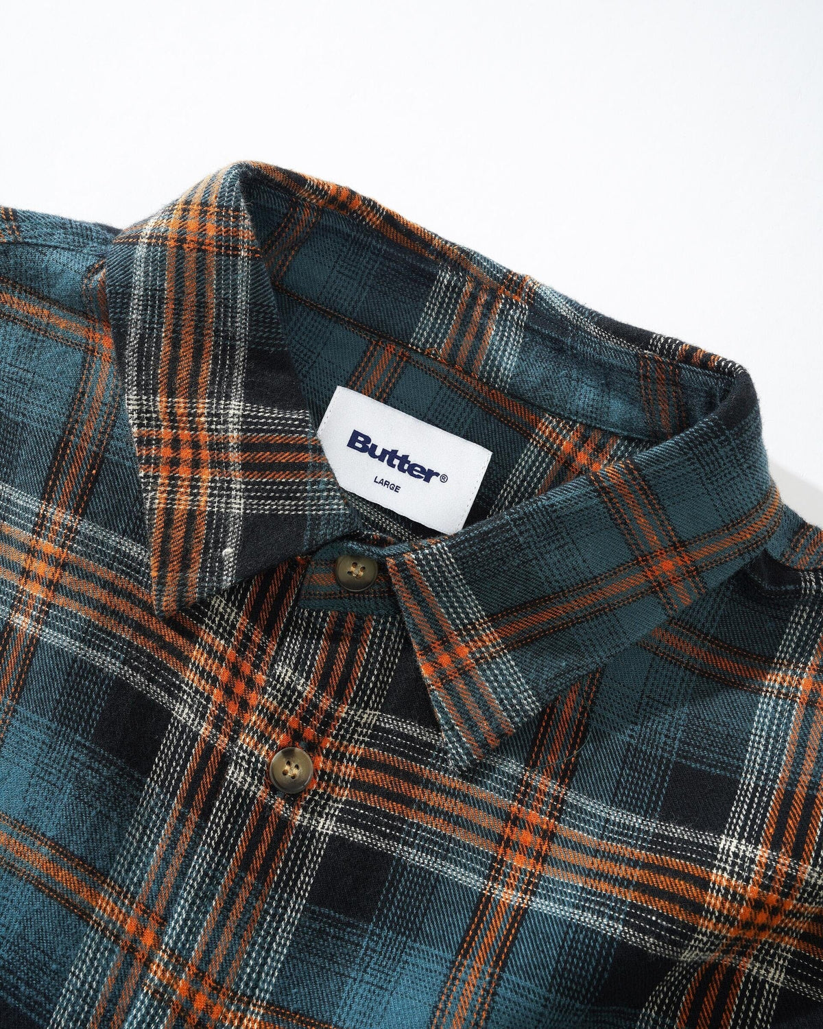 Butter Goods Swirl Plaid Shirt Blue/Orange shirts Butter Goods 