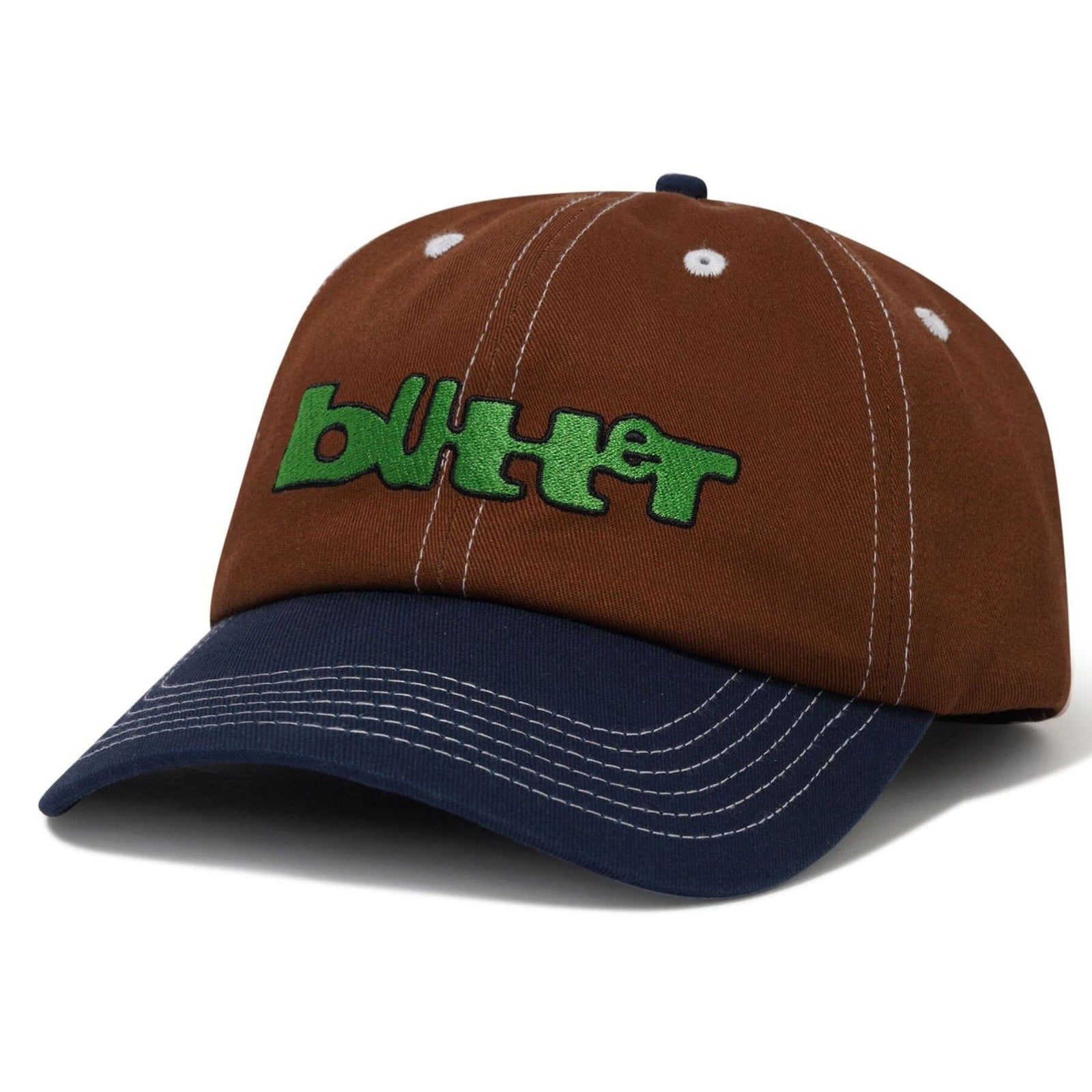 Butter Goods Warped 6 Panel Cap Brown/Navy Hats Butter Goods 