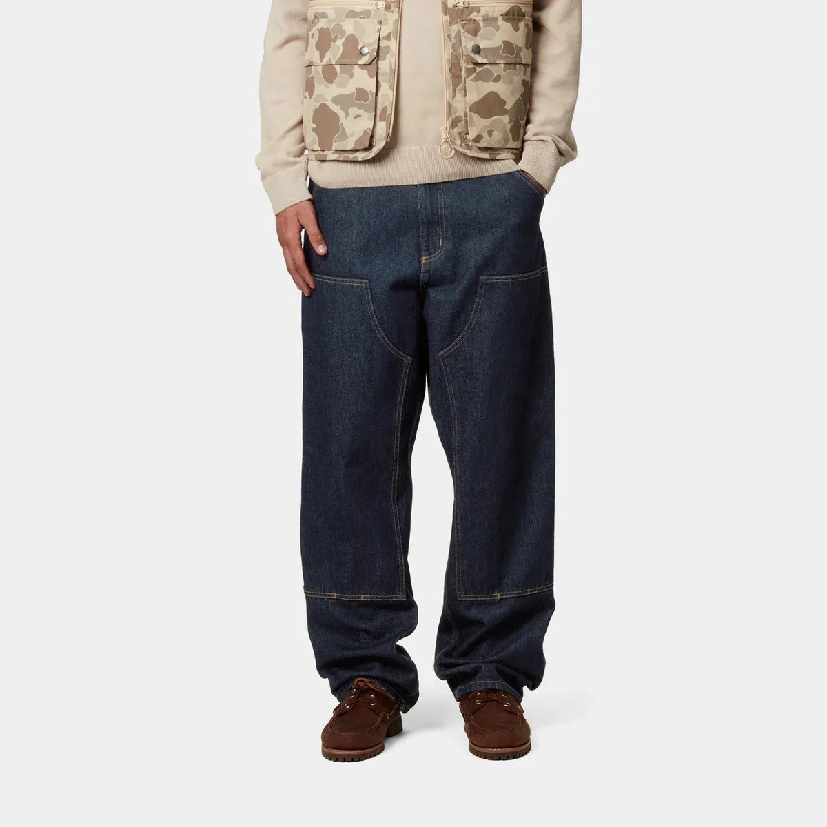 Carhartt WIP Double Knee Pant Blue Rinsed Smith Denim Pants Carhartt WIP 