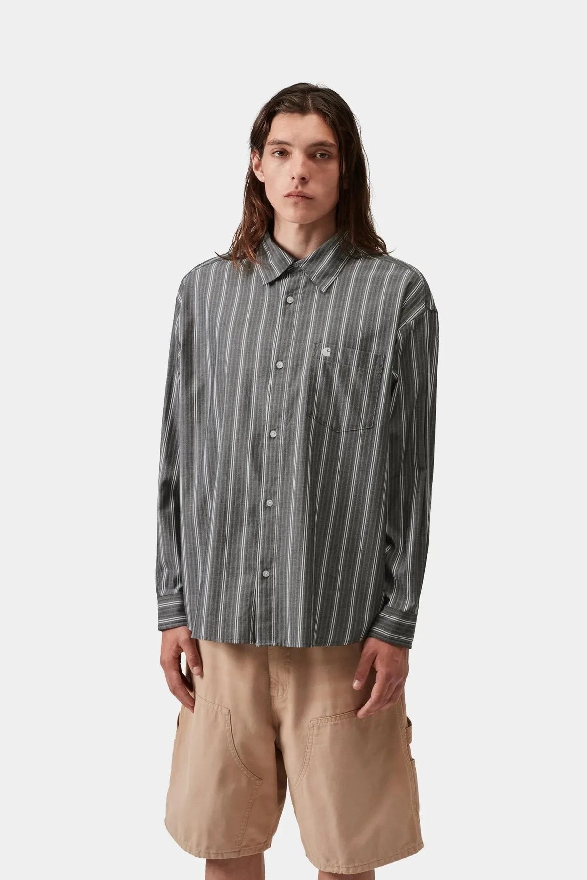 Carhartt WIP L/S Beale Stripe Shirt Black/White shirts Carhartt WIP 