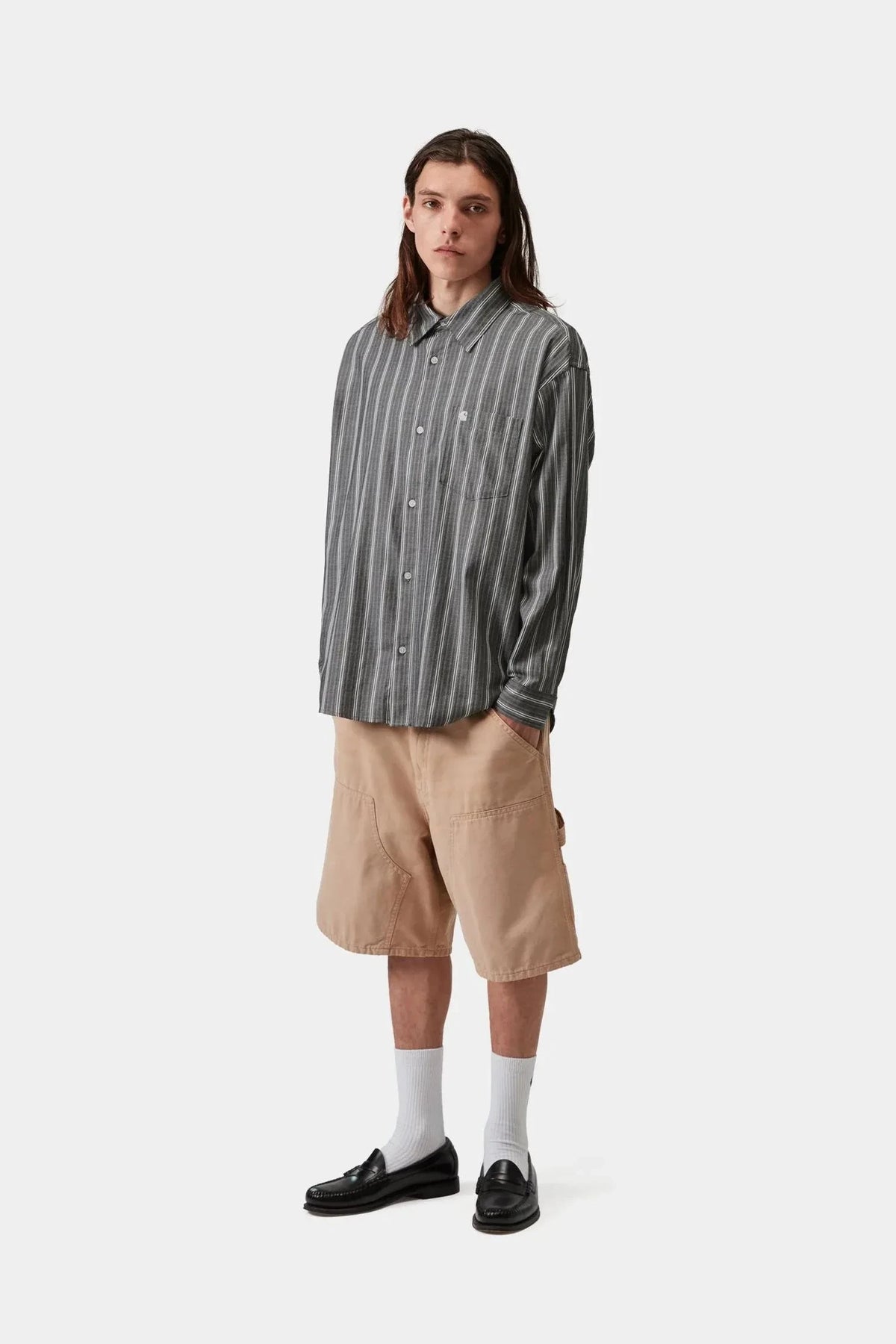 Carhartt WIP L/S Beale Stripe Shirt Black/White shirts Carhartt WIP 