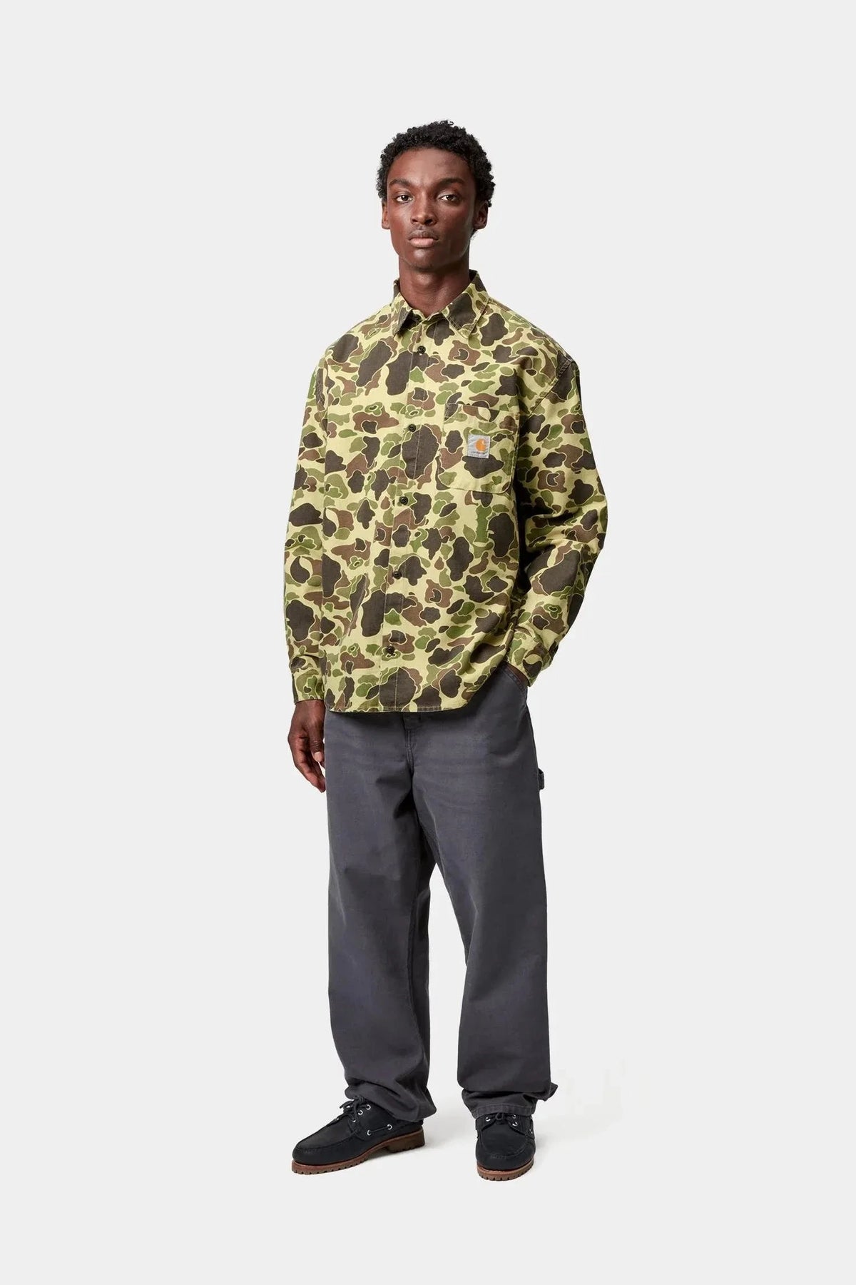 Carhartt WIP L/S Duck Shirt Camo Duck/Green shirts Carhartt WIP 