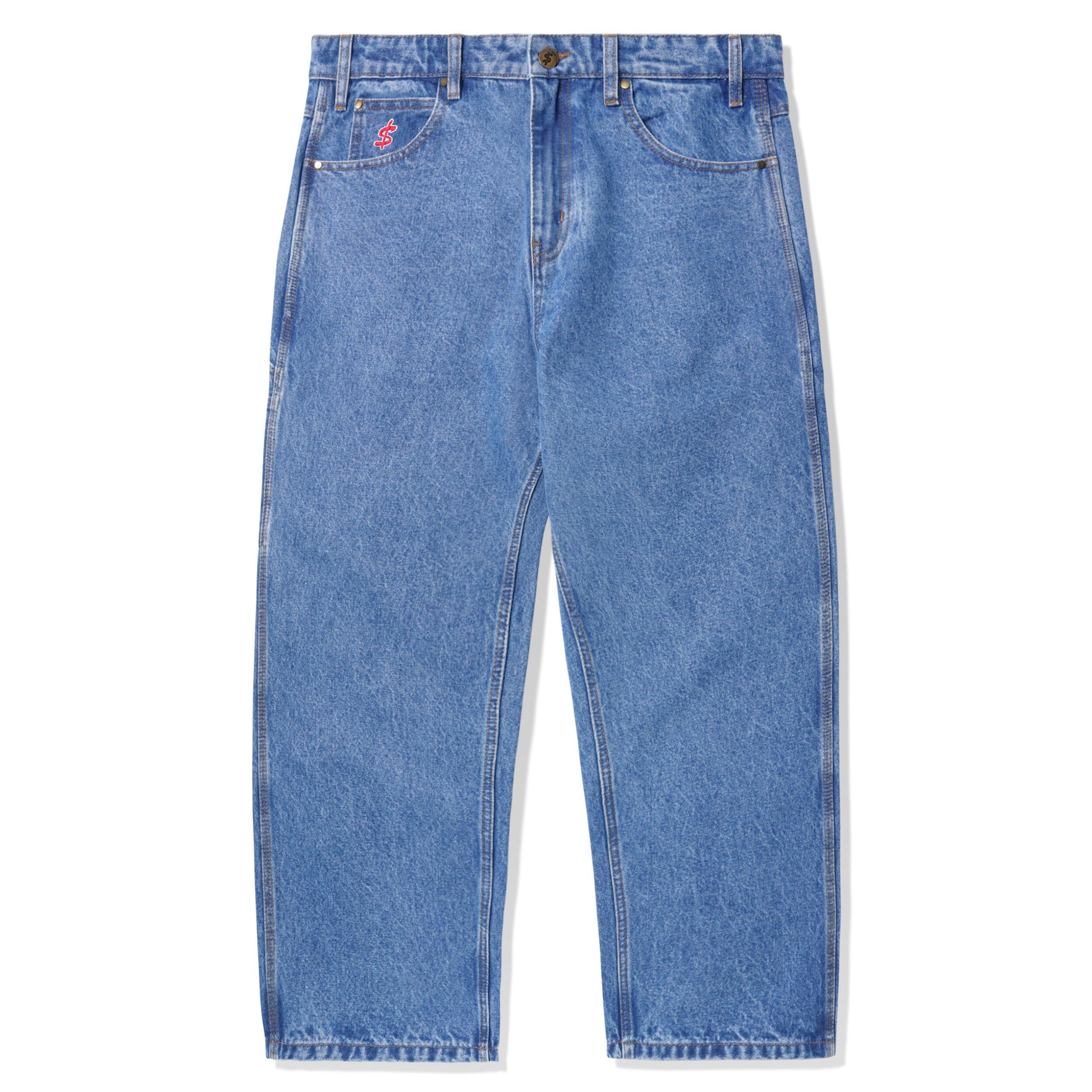 Cash Only Logo Baggy Denim Jeans Washed Indigo - Coureur Goods