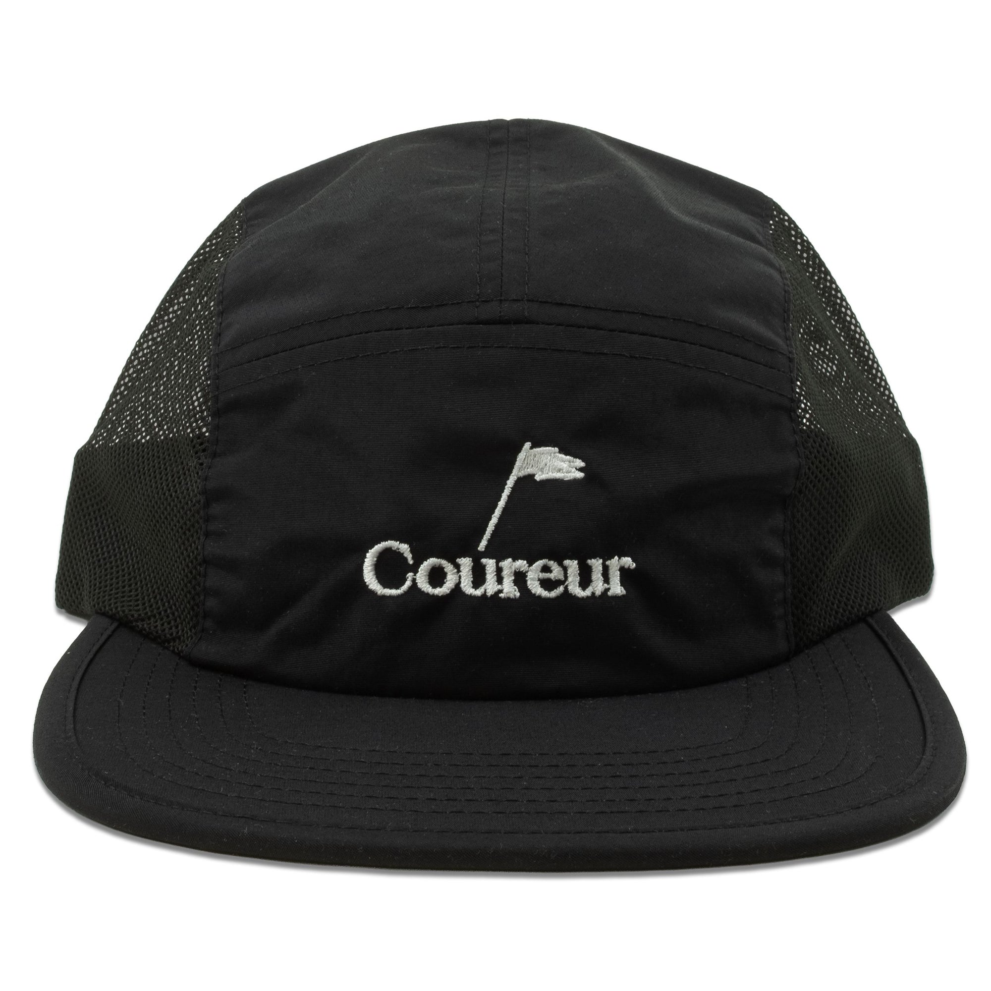 Coureur Goods Pennant 5 Panel Camper Cap Black hats Coureur Goods 
