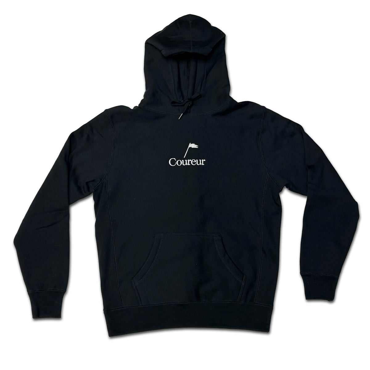 Coureur Goods Pennant EMB Heavyweight Hoodie Black hoodies Coureur Goods 