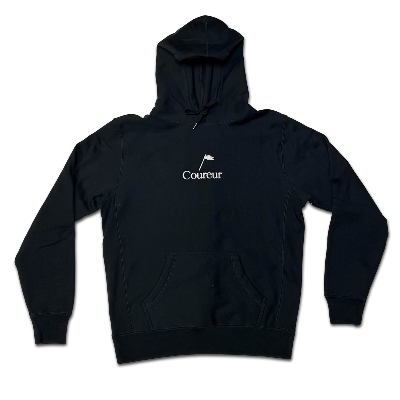 Coureur Goods Pennant EMB Heavyweight Hoodie Black hoodies Coureur Goods 