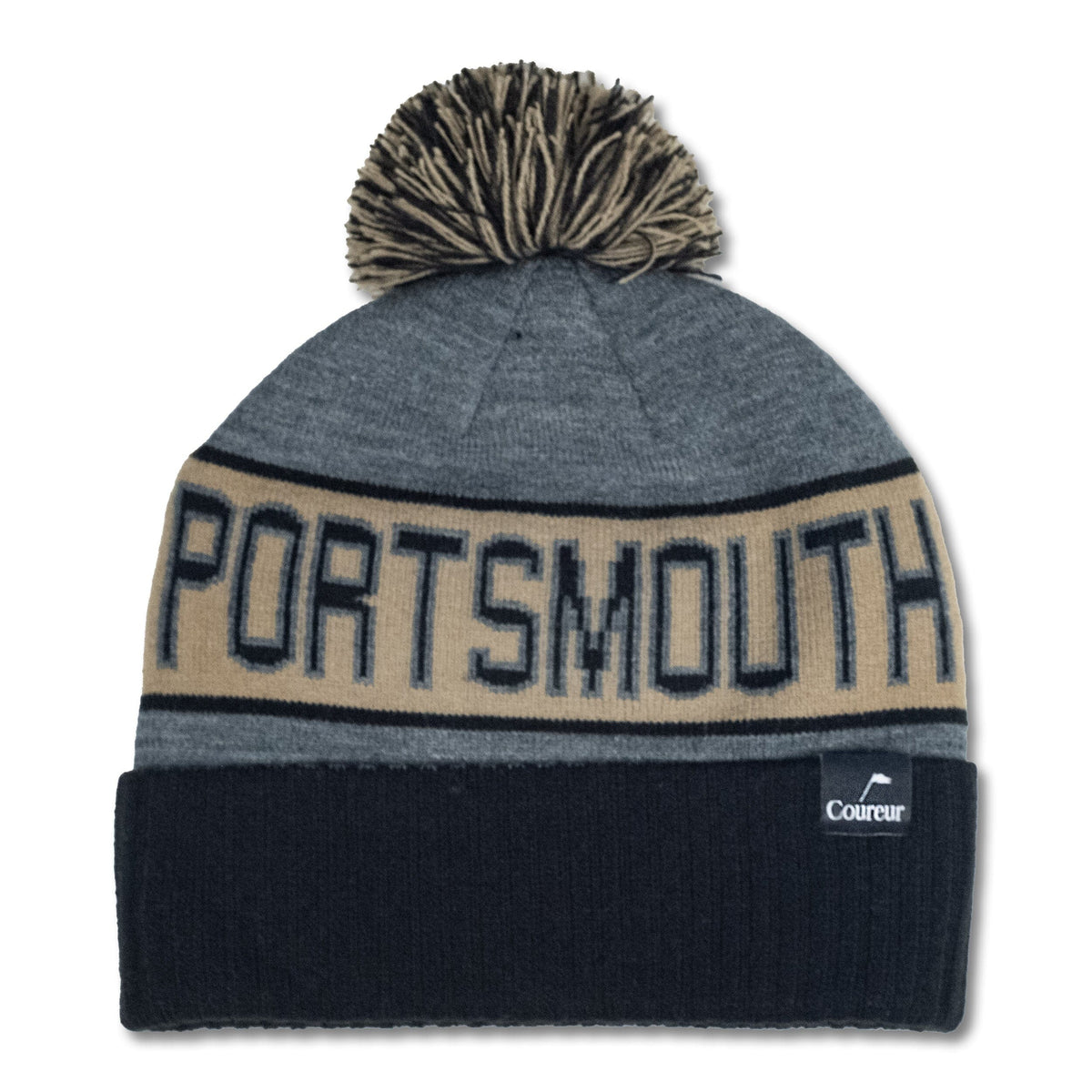 Coureur Goods PRTSMTH Pom Beanie Black/Acorn beanies Coureur Goods 