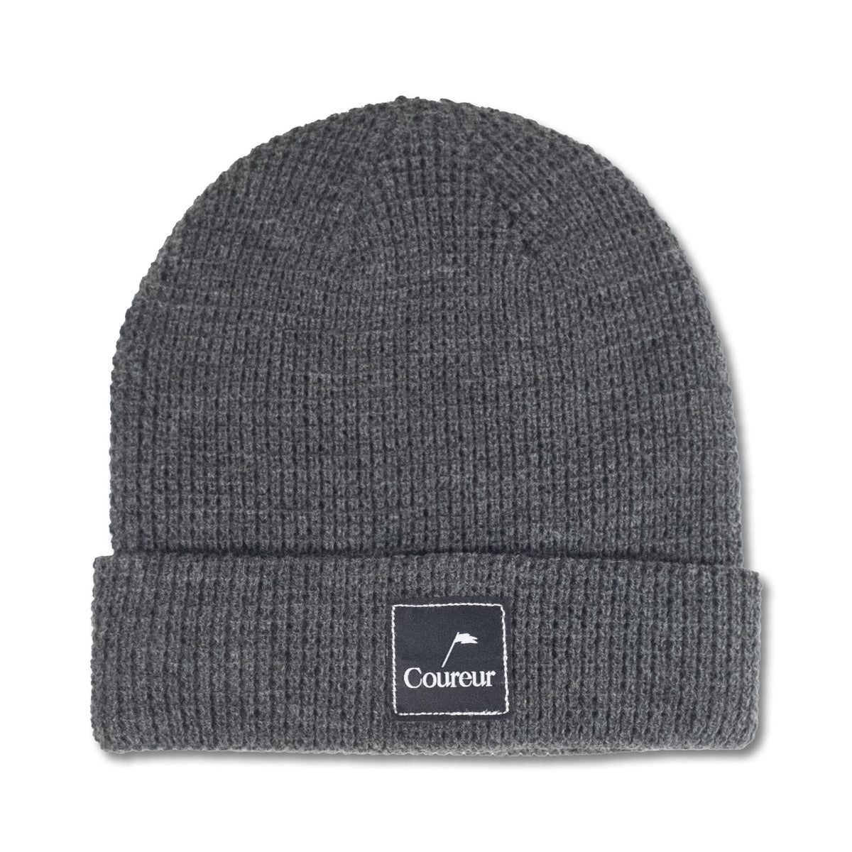 Coureur Goods Waffle Knit Pennant Patch Beanie Gunmetal beanies Coureur Goods 