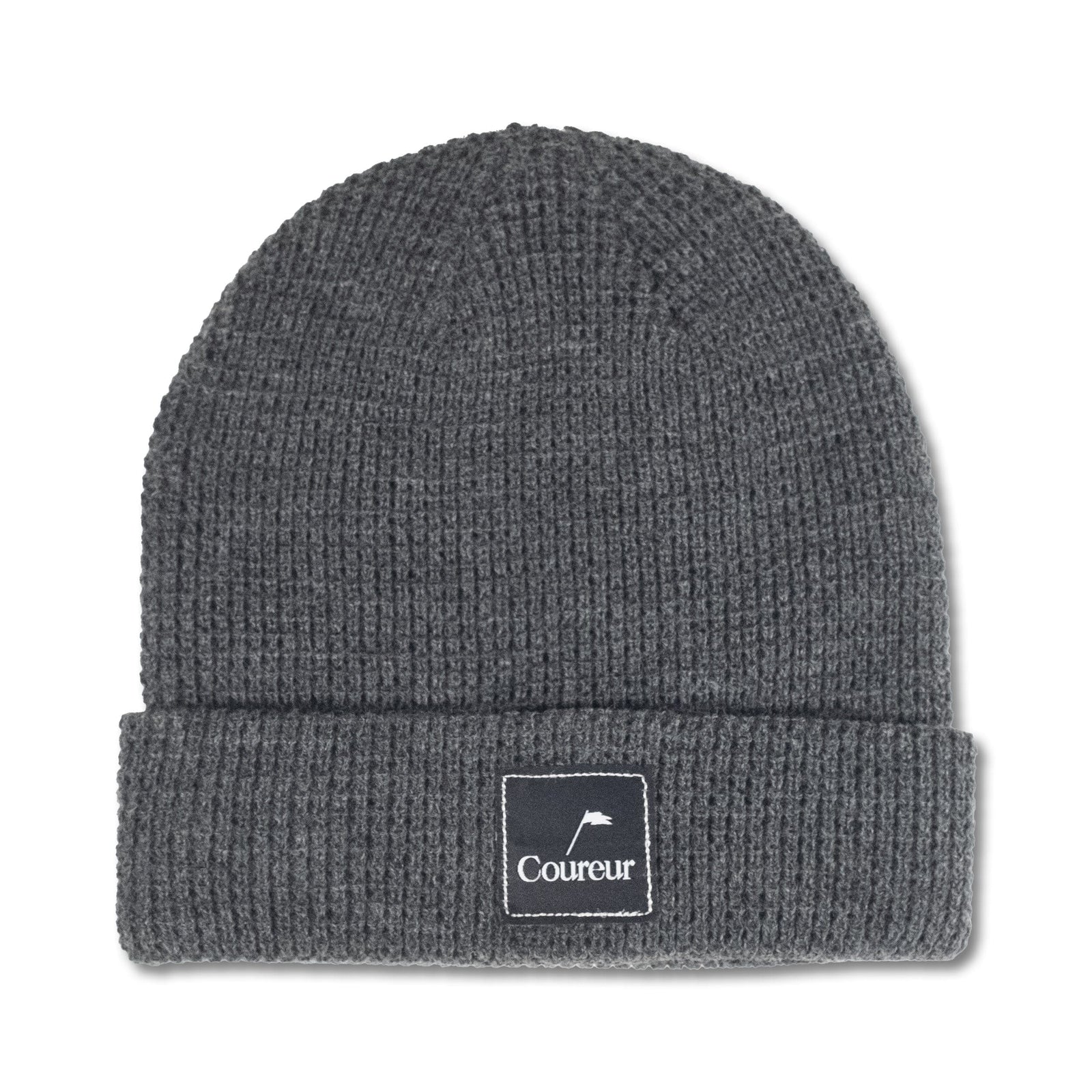 Coureur Goods Waffle Knit Pennant Patch Beanie Gunmetal beanies Coureur Goods 