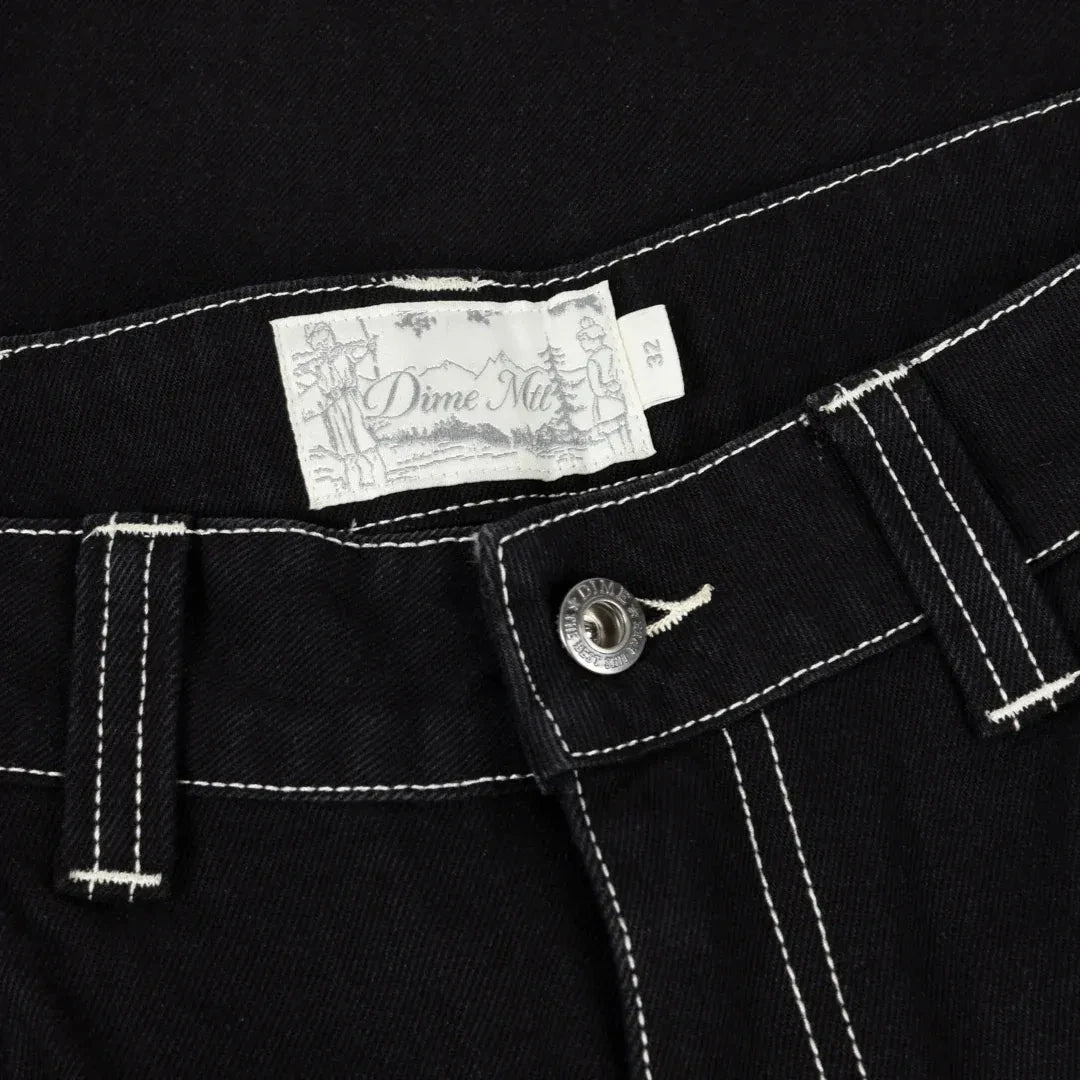 Dime Baggy Denim Jeans Black Contrast Stitch- Pants Dime 