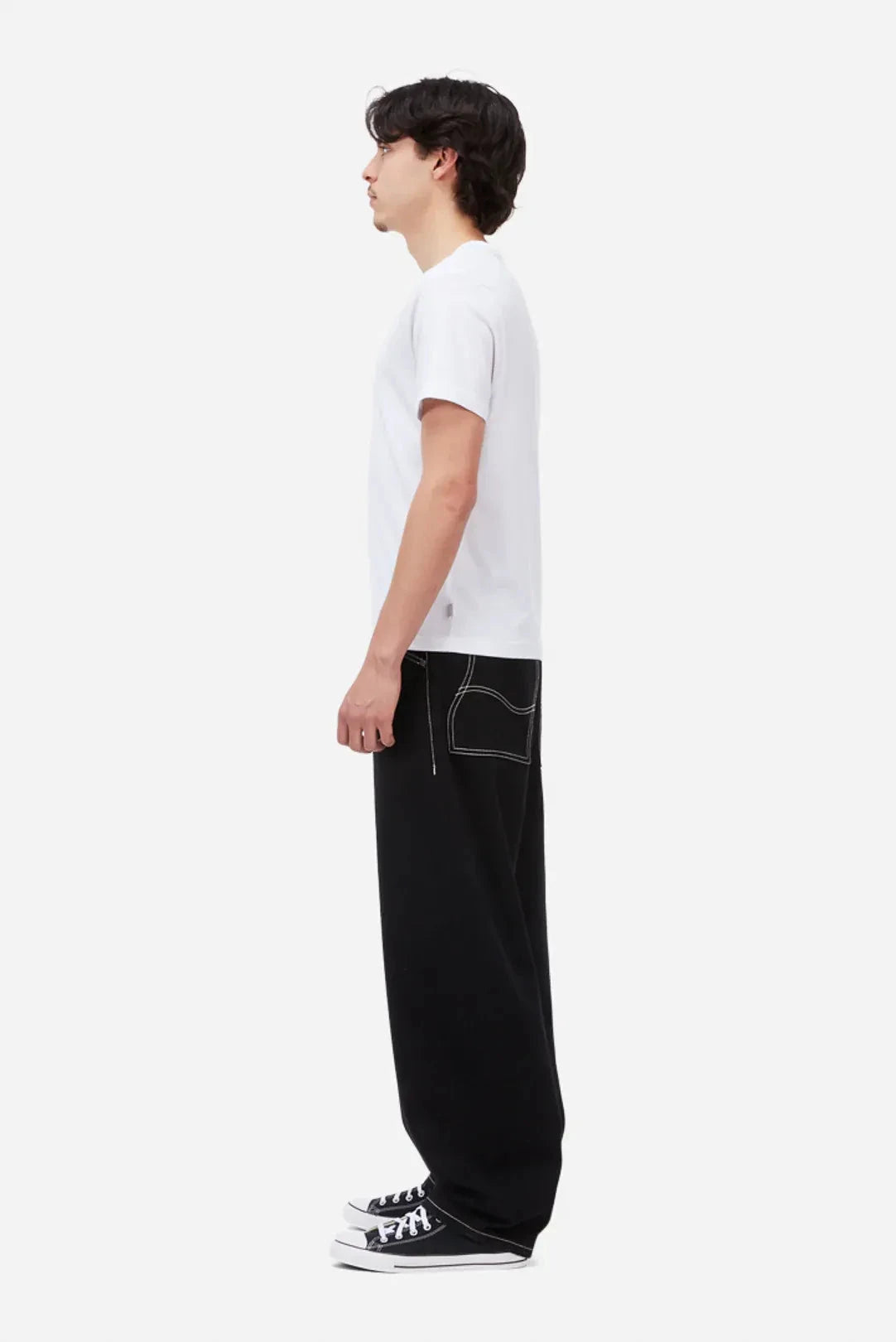 Dime Baggy Denim Jeans Black Contrast Stitch- Pants Dime 