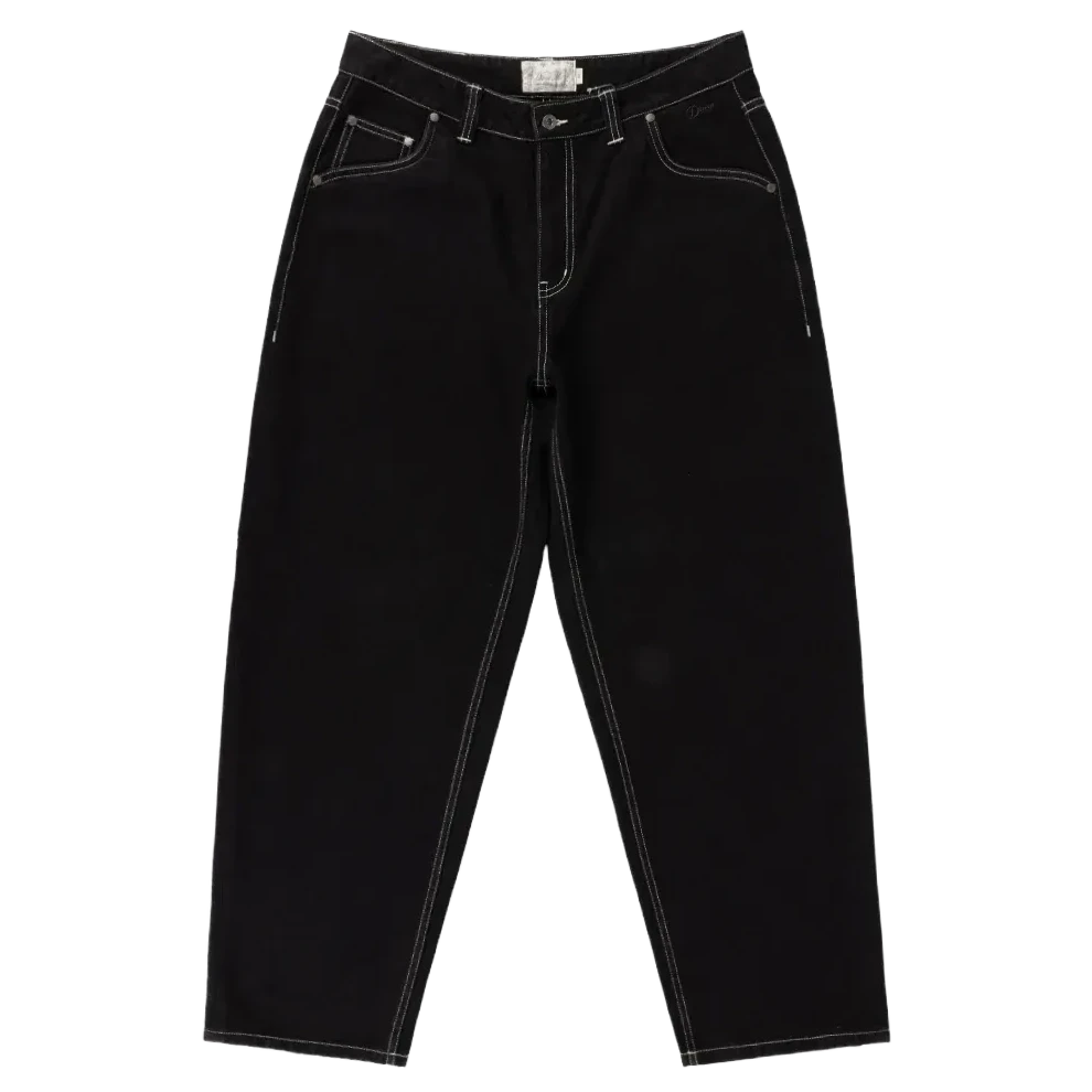 Dime Baggy Denim Jeans Black Contrast Stitch- Pants Dime 