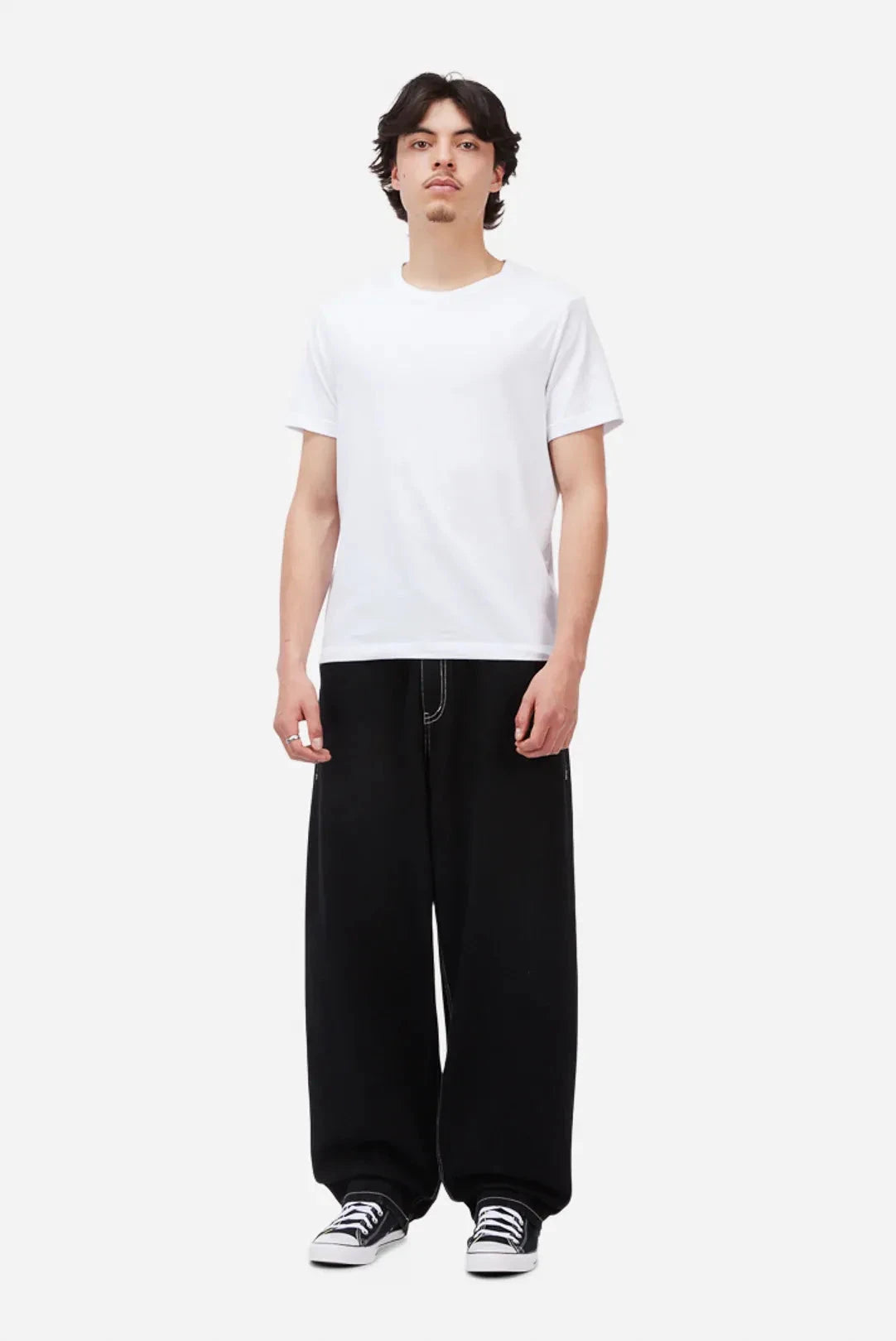 Dime Baggy Denim Jeans Black Contrast Stitch- Pants Dime 
