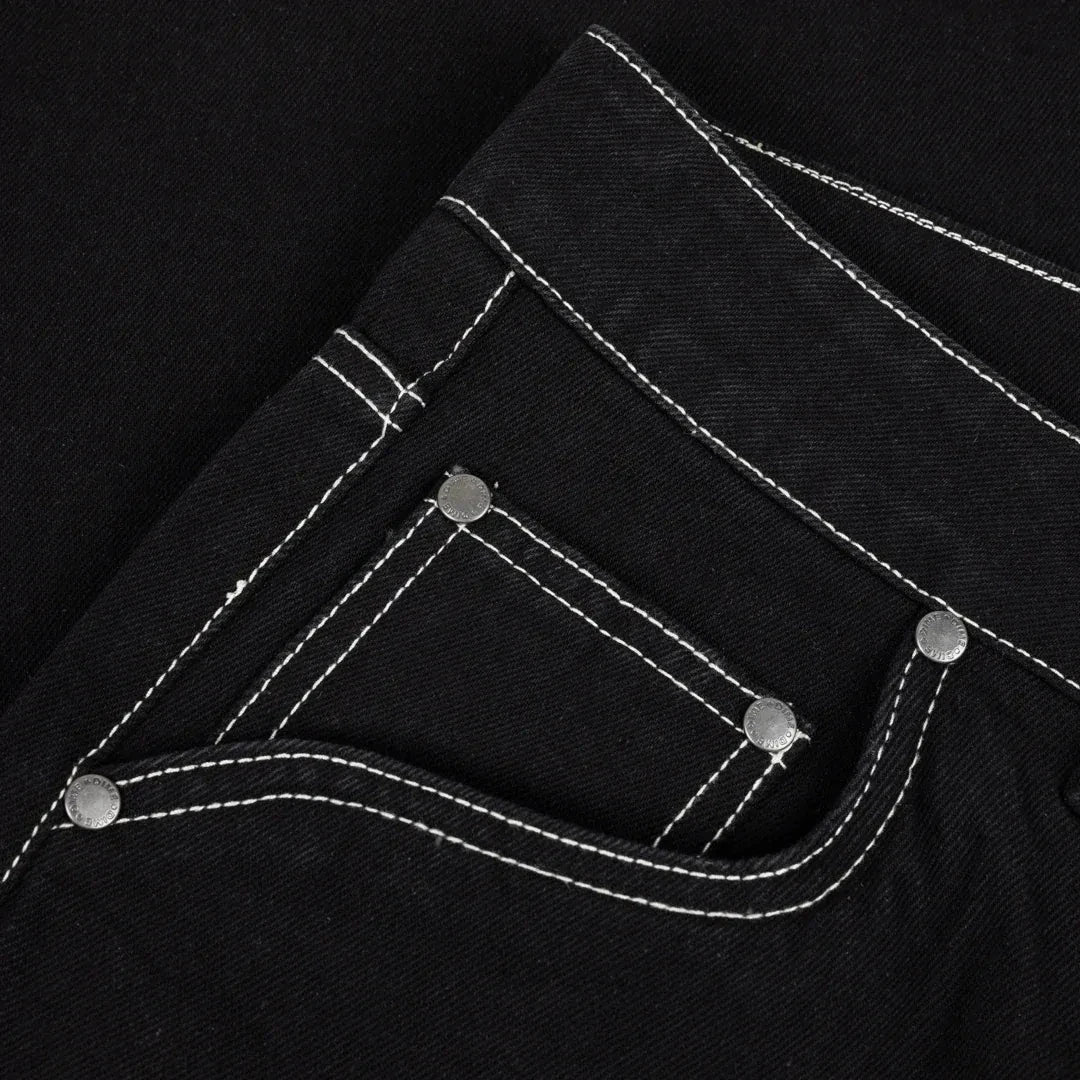 Dime Baggy Denim Jeans Black Contrast Stitch- Pants Dime 