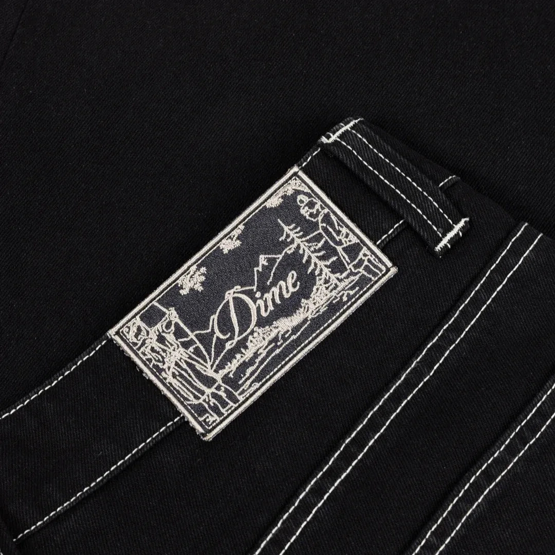 Dime Baggy Denim Jeans Black Contrast Stitch- Pants Dime 