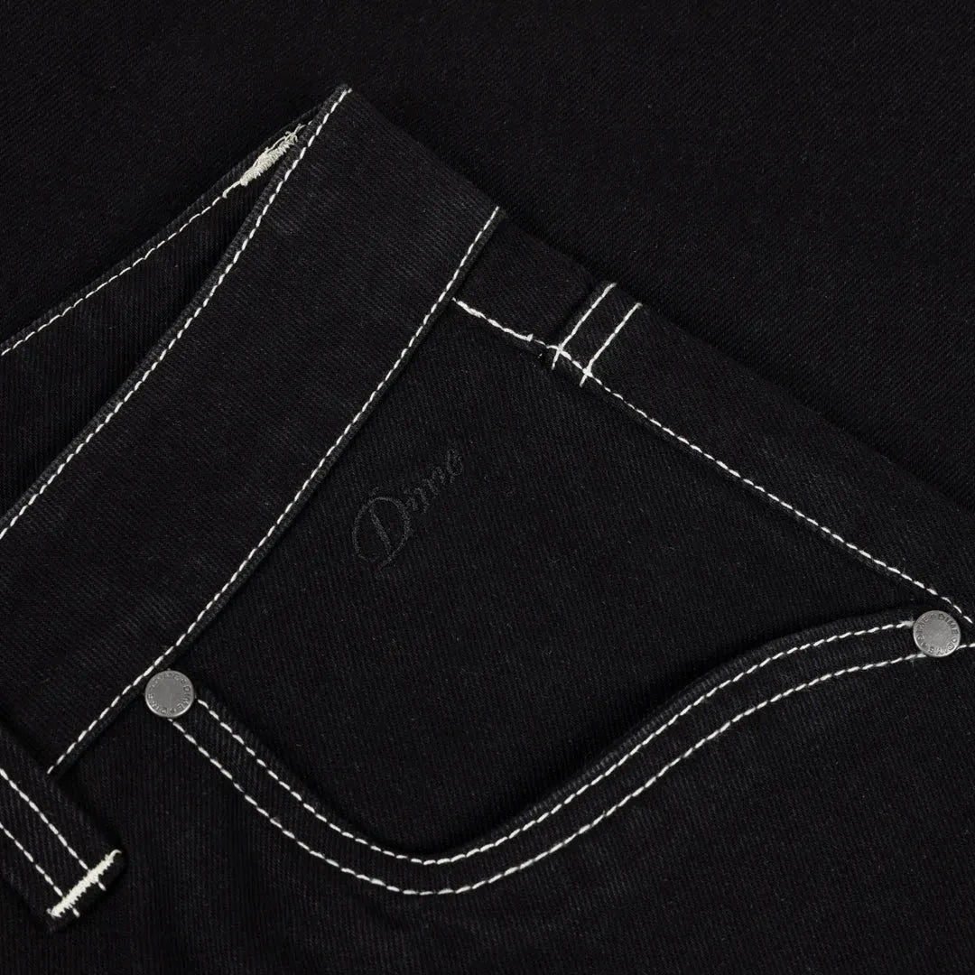 Dime Baggy Denim Jeans Black Contrast Stitch- Pants Dime 