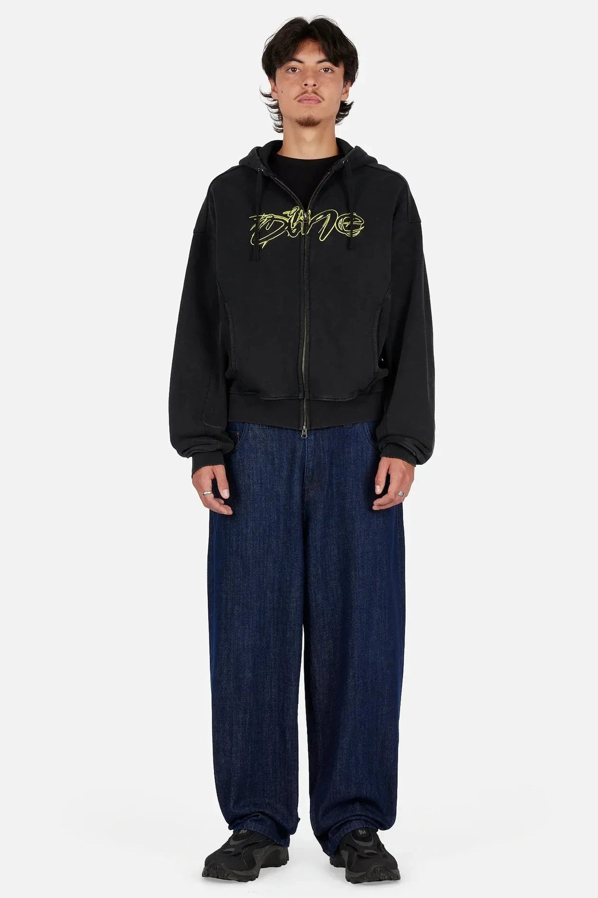 Dime Distressed Terry Hoodie Acid Black hoodies Dime 