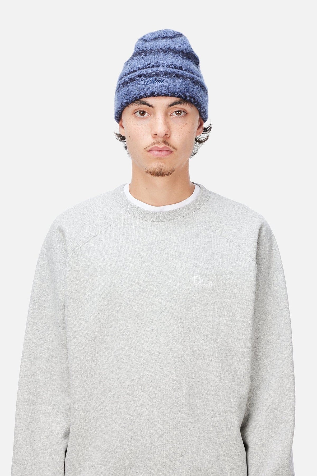 Dime Mohair Striped Beanie Blue beanies Dime 