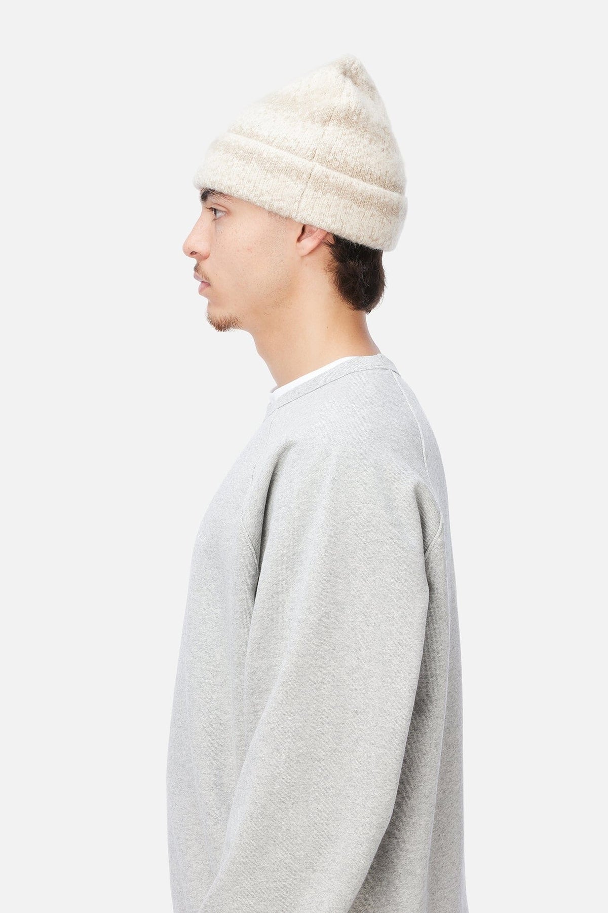 Dime Mohair Striped Beanie Cream beanies Dime 
