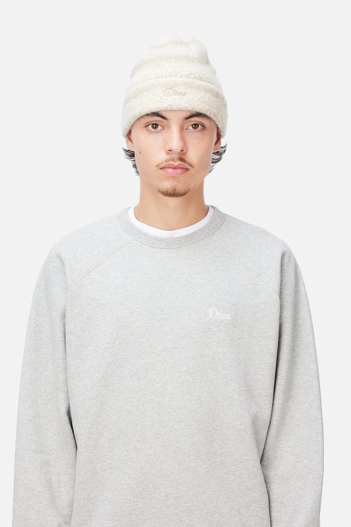 Dime Mohair Striped Beanie Cream beanies Dime 