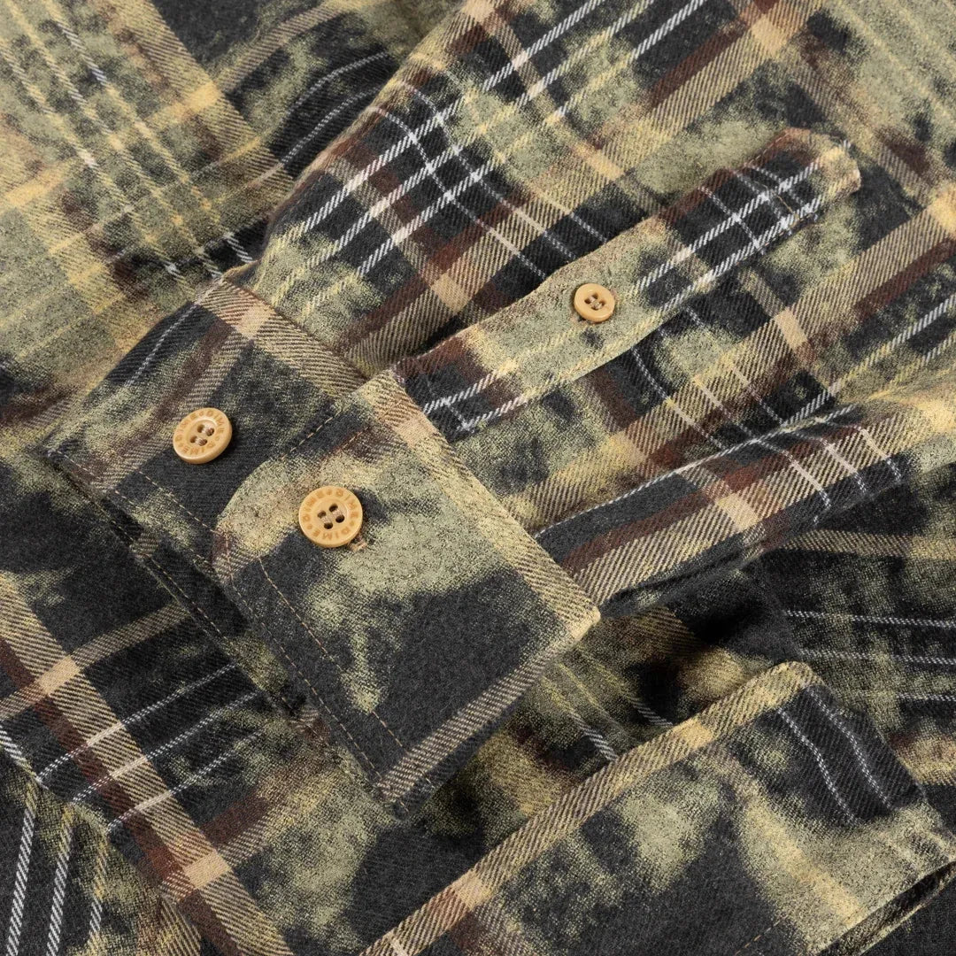 Dime Plaid Flannel Shirt Bleached Beige shirts Dime 