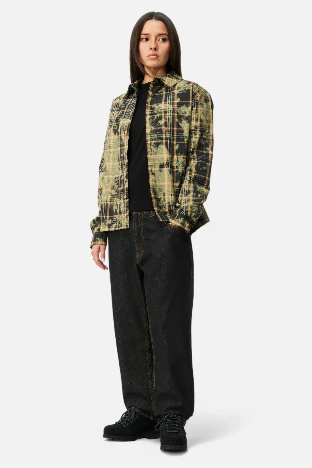 Dime Plaid Flannel Shirt Bleached Beige shirts Dime 