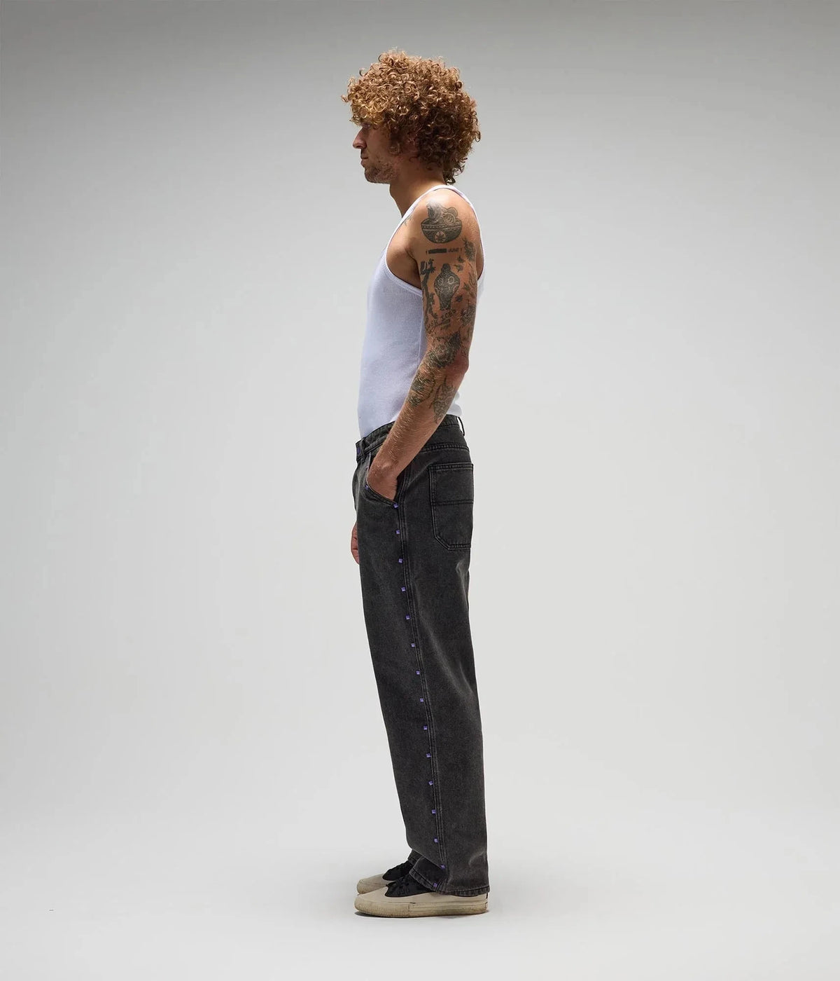 Former Studded Denim Pant Washed Black pants Former 