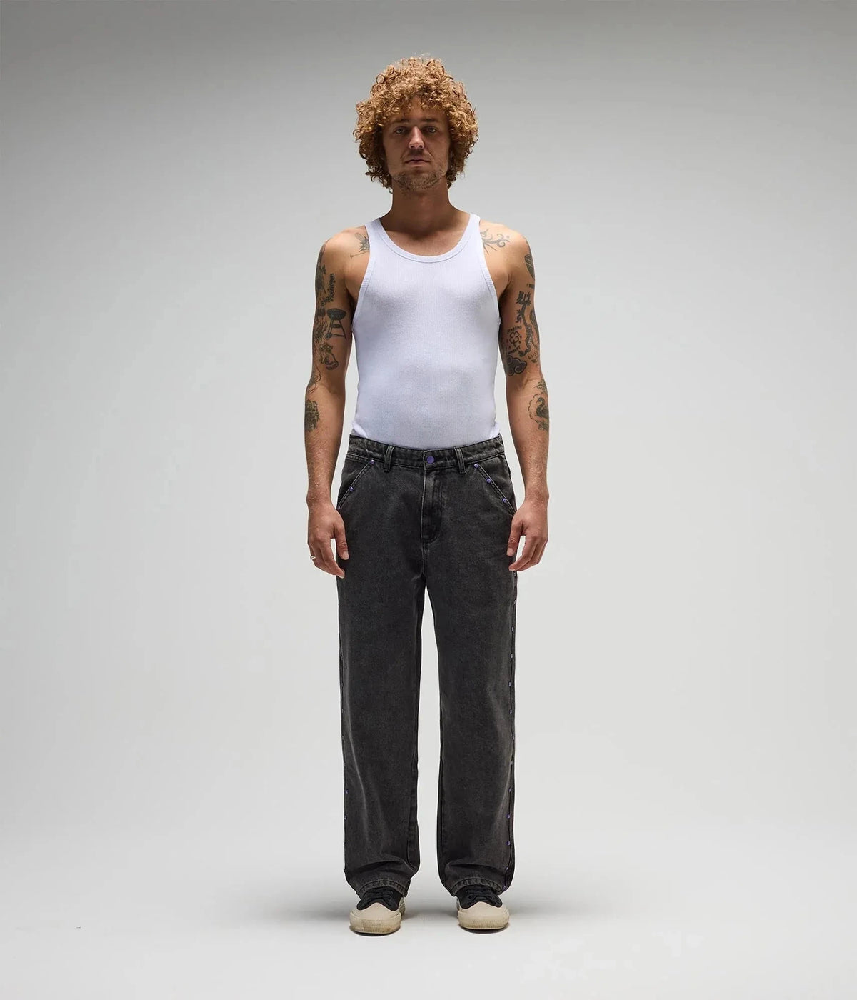 Former Studded Denim Pant Washed Black pants Former 