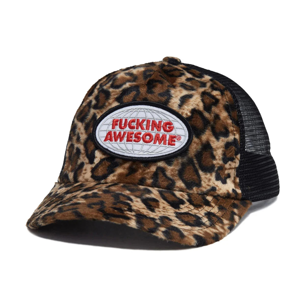 Fucking Awesome Patch Logo Leopard Trucker Hat Hats Fucking Awesome 