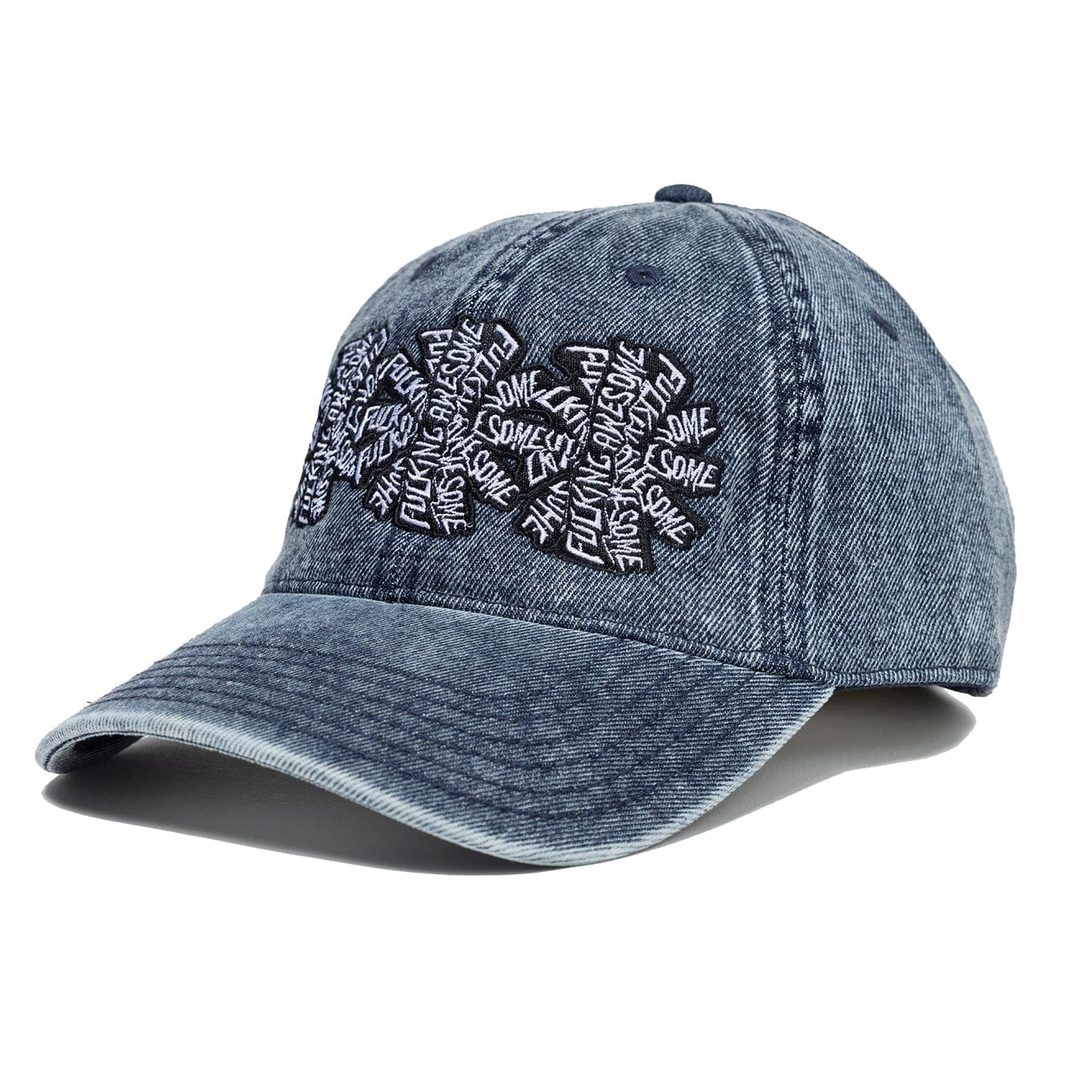 Fucking Awesome Three Spiral Washed Denim 6-Panel Hat Blue Hats Fucking Awesome 