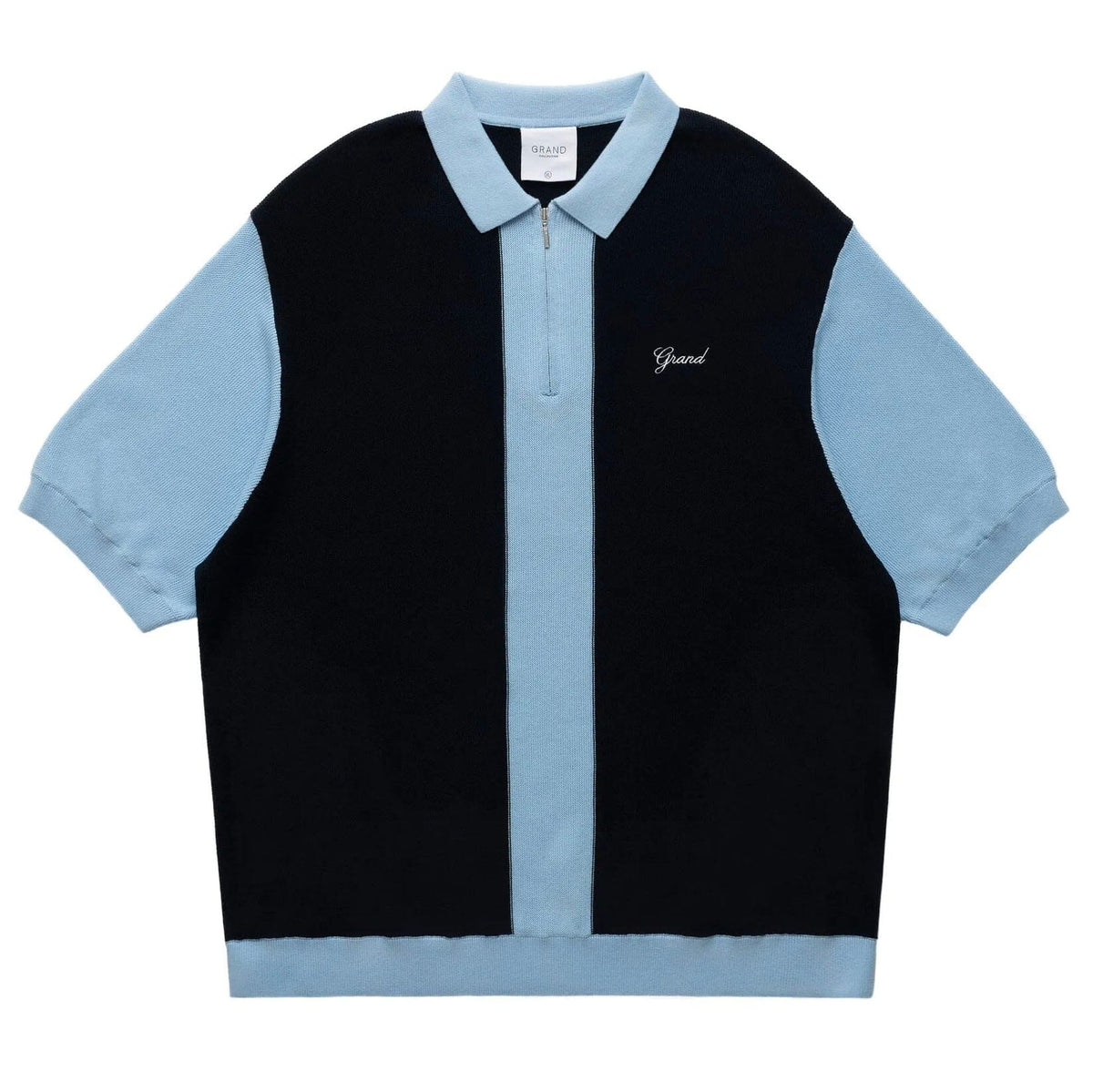 Grand Collection Knit Quarter Zip Navy/Powder Blue shirts Grand Collection 