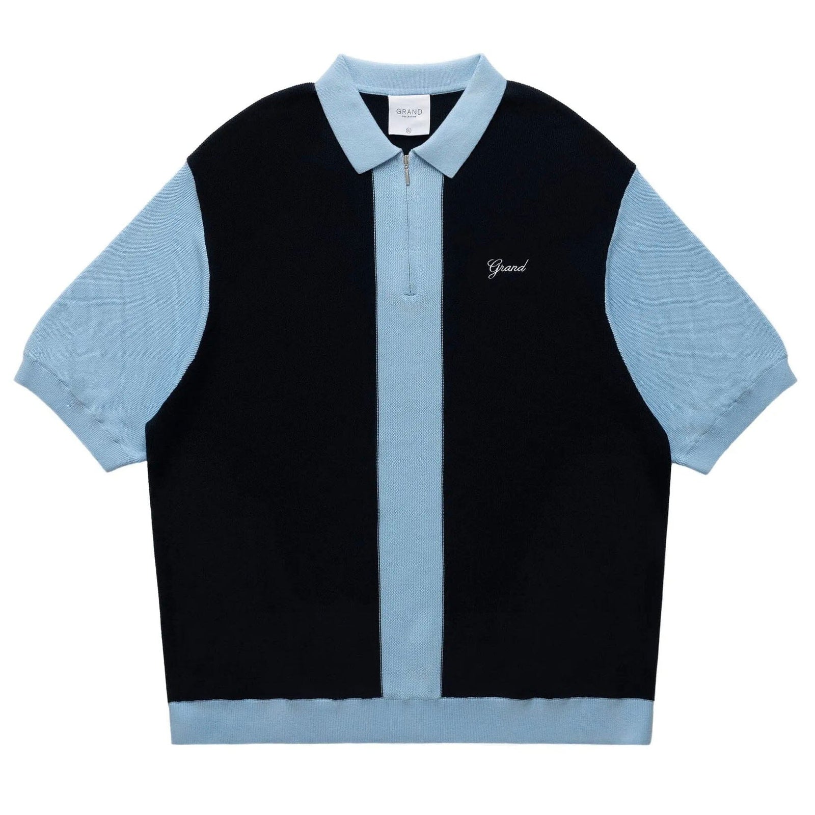 Grand Collection Knit Quarter Zip Navy/Powder Blue shirts Grand Collection 
