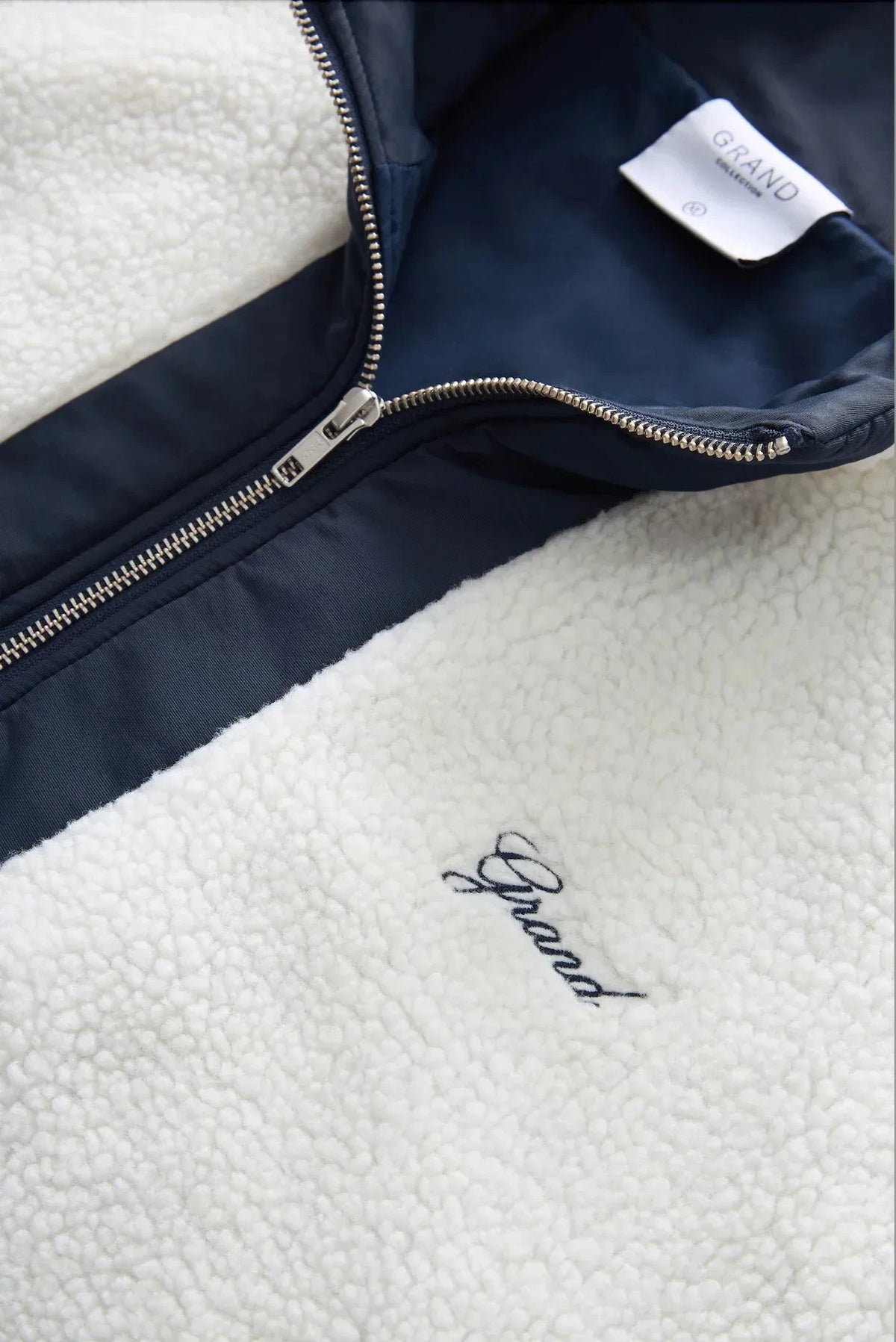 Grand Collection Shibuya Nylon Sherpa Jacket Nacy/White jackets Grand Collection 