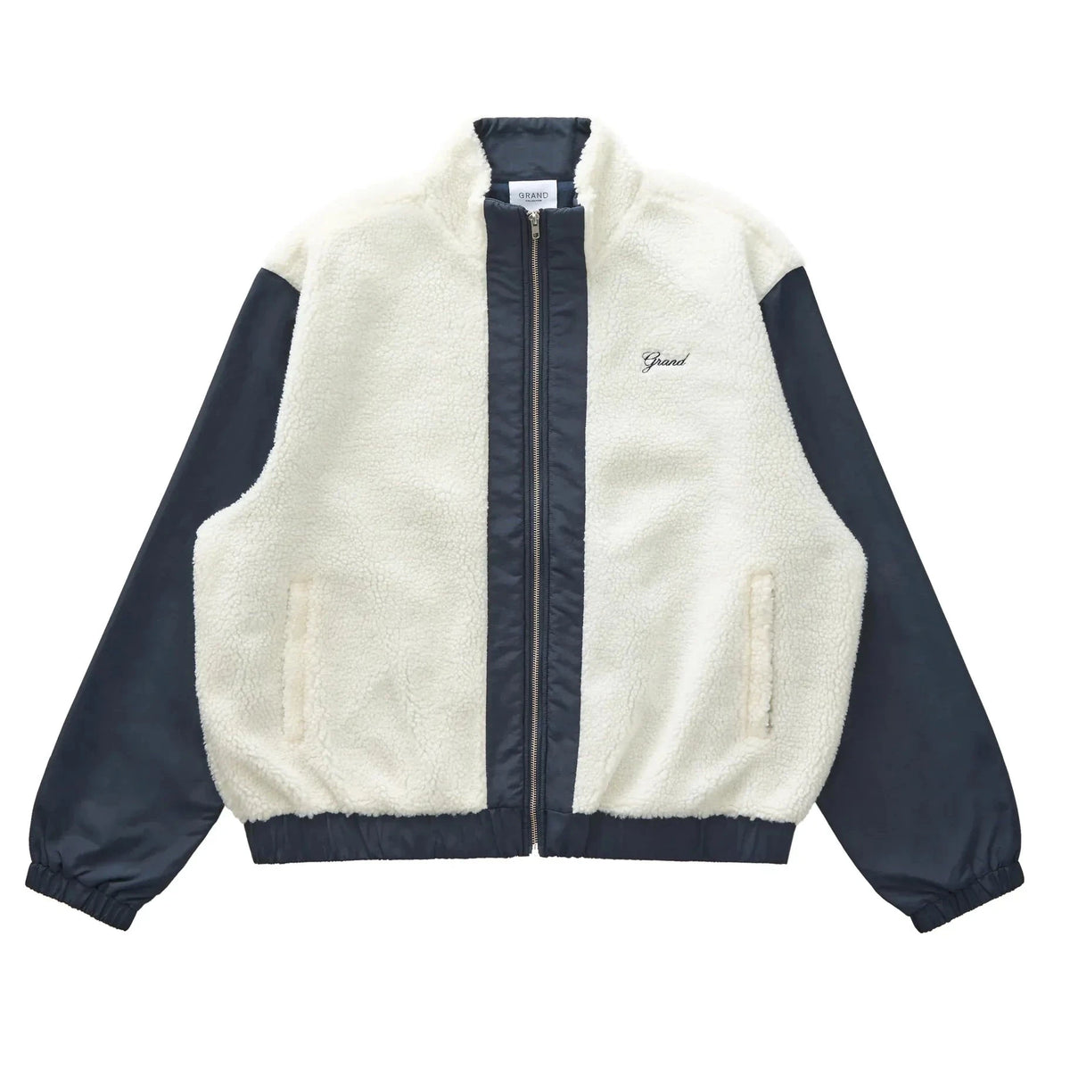 Grand Collection Shibuya Nylon Sherpa Jacket Nacy/White jackets Grand Collection 