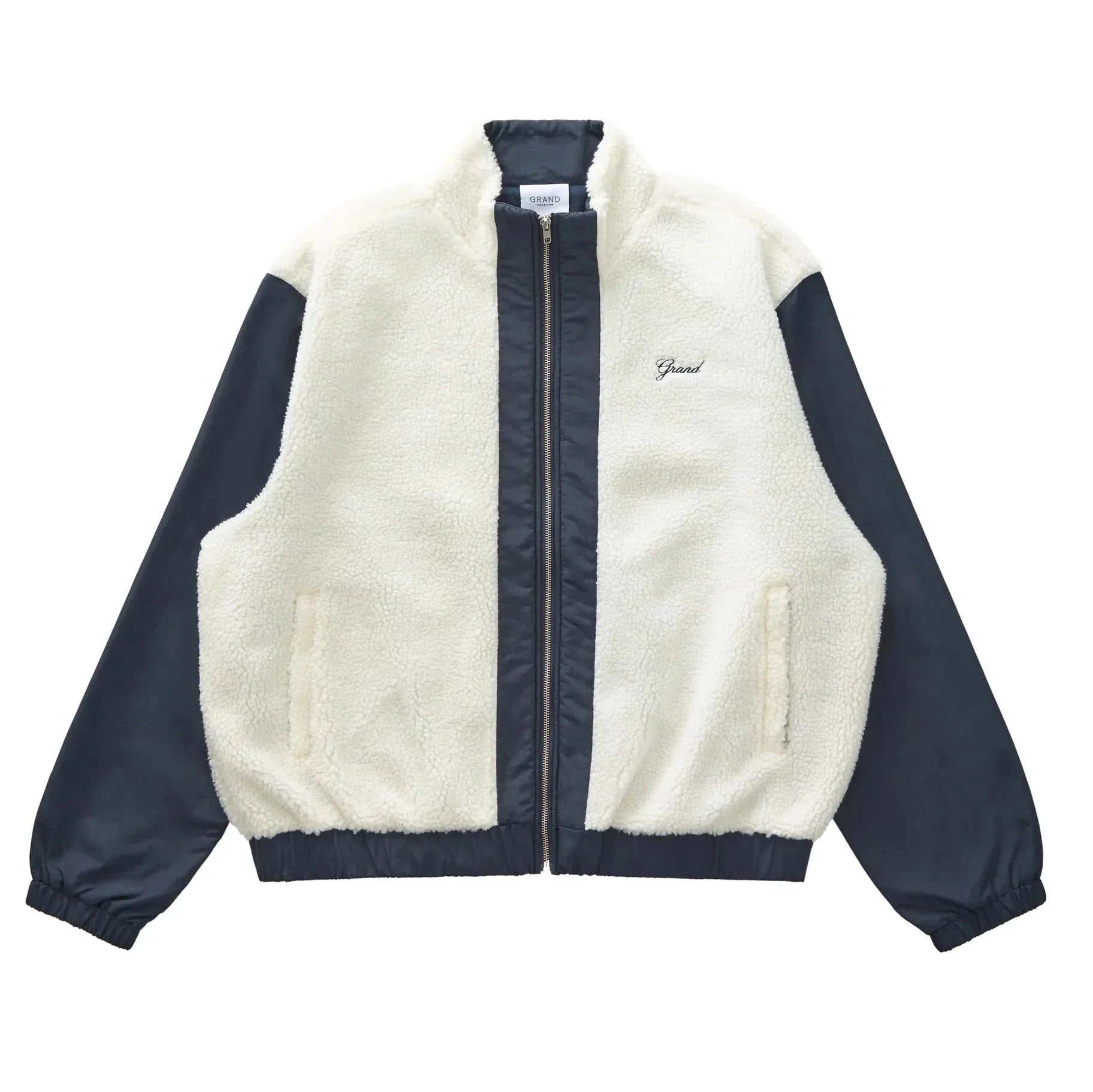 Grand Collection Shibuya Nylon Sherpa Jacket Nacy/White jackets Grand Collection 