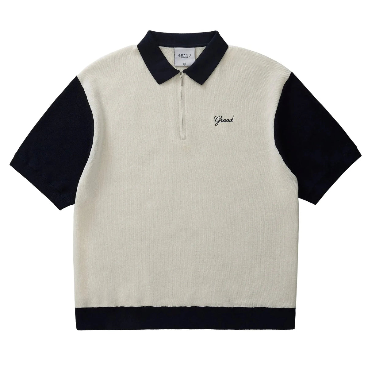 Grand Knit Quarter Zip Midnight Navy/Off White sweaters Grand Collection 