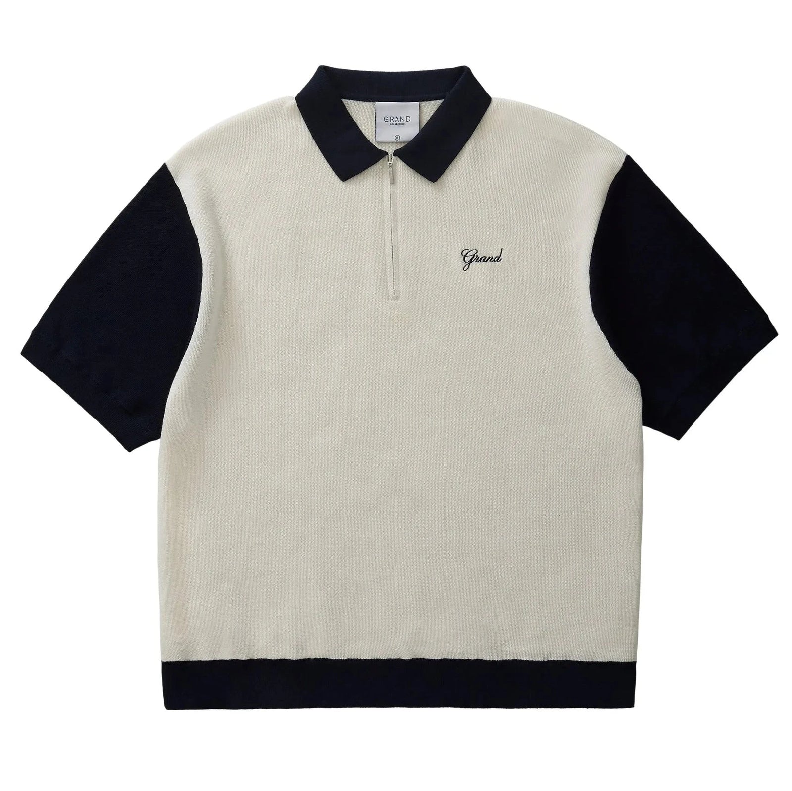 Grand Knit Quarter Zip Midnight Navy/Off White sweaters Grand Collection 